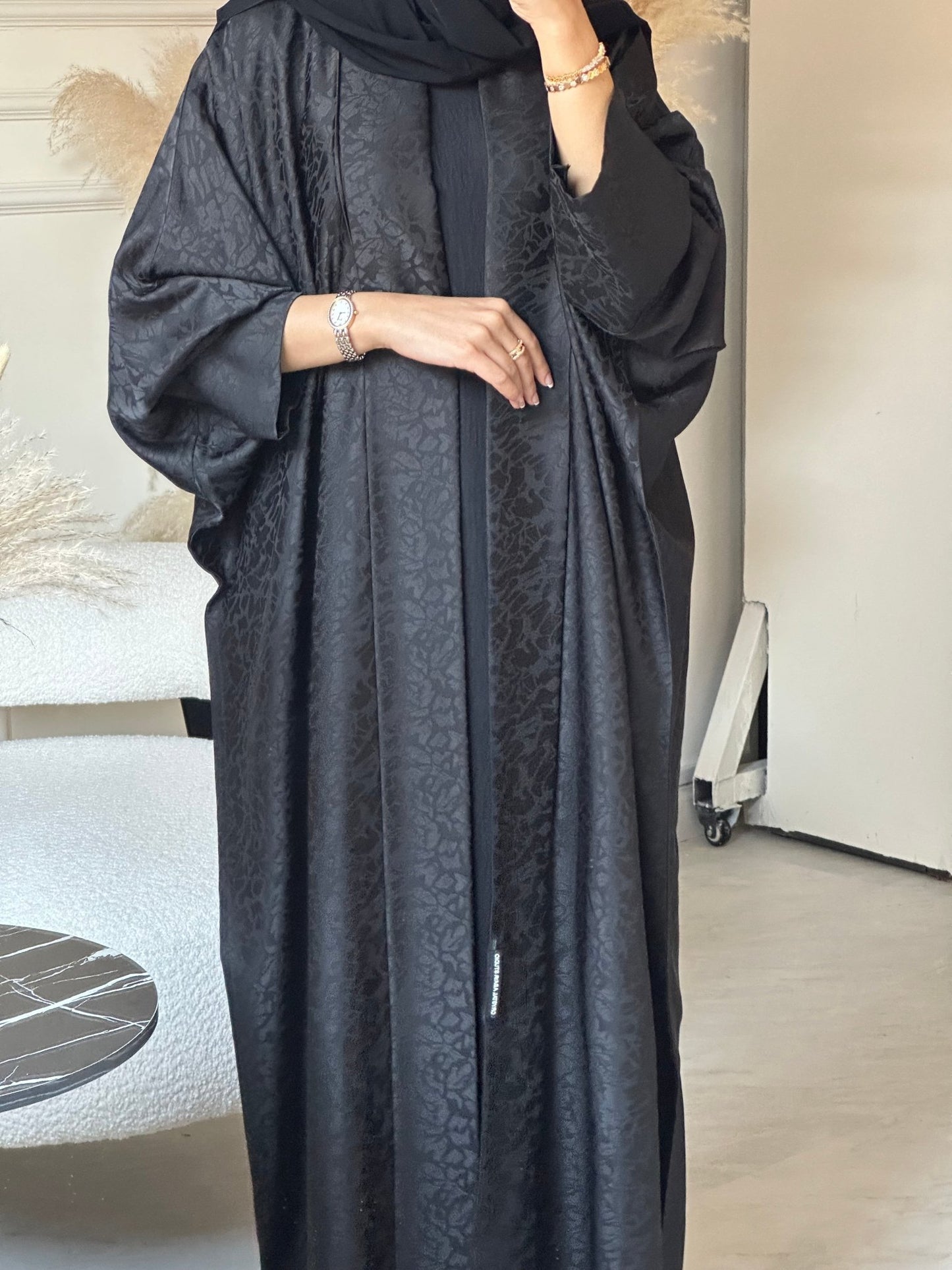 C 0680 - 01 Black Printed Abaya