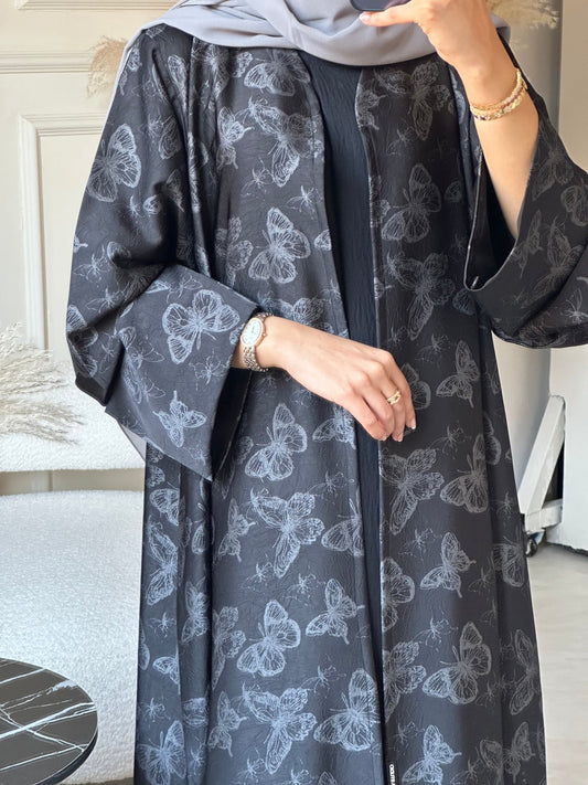 C 0681 - 01 Silver Metallic Printed Abaya