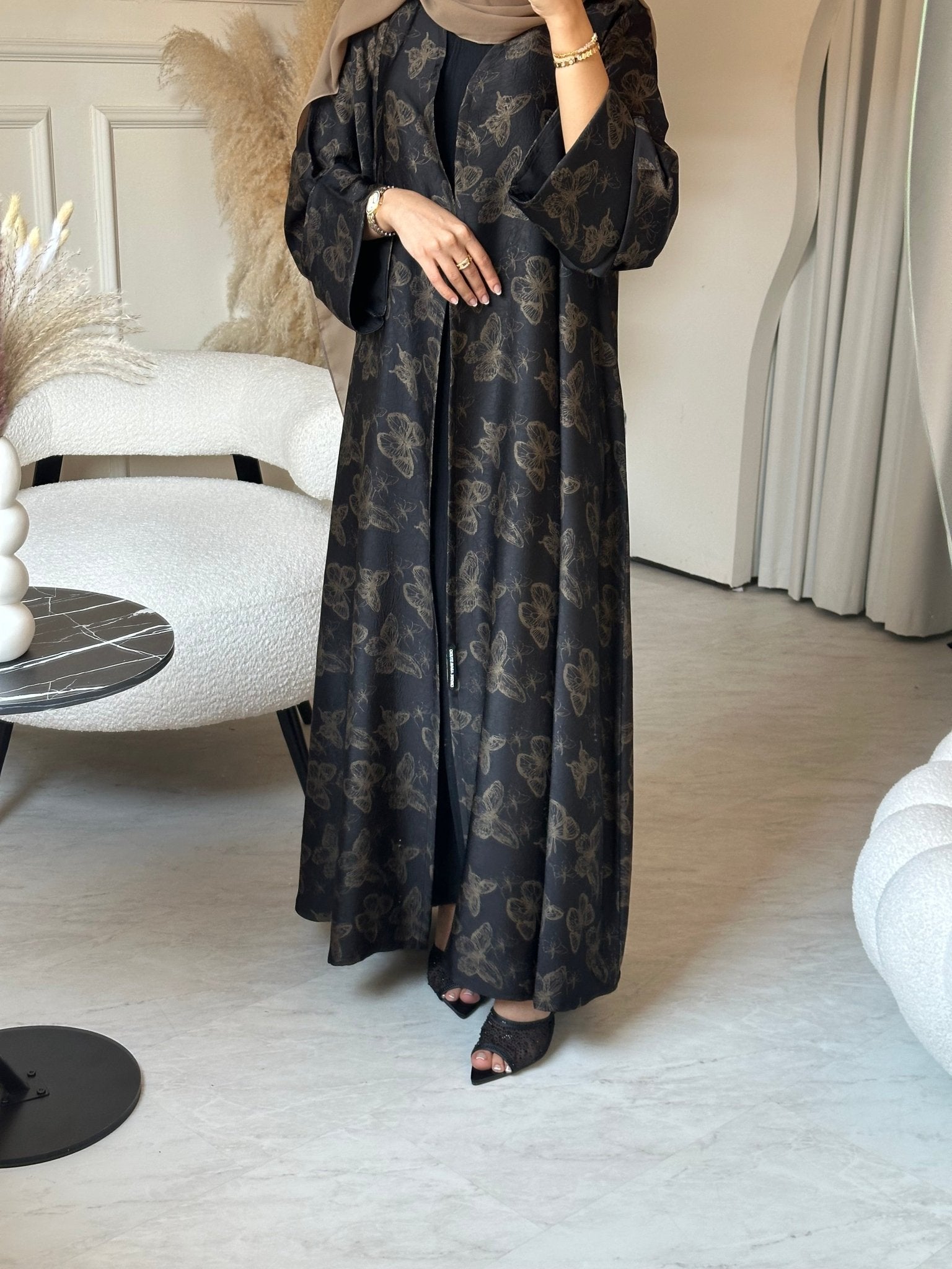 C 0681 - 02 Gold Metallic Printed Abaya