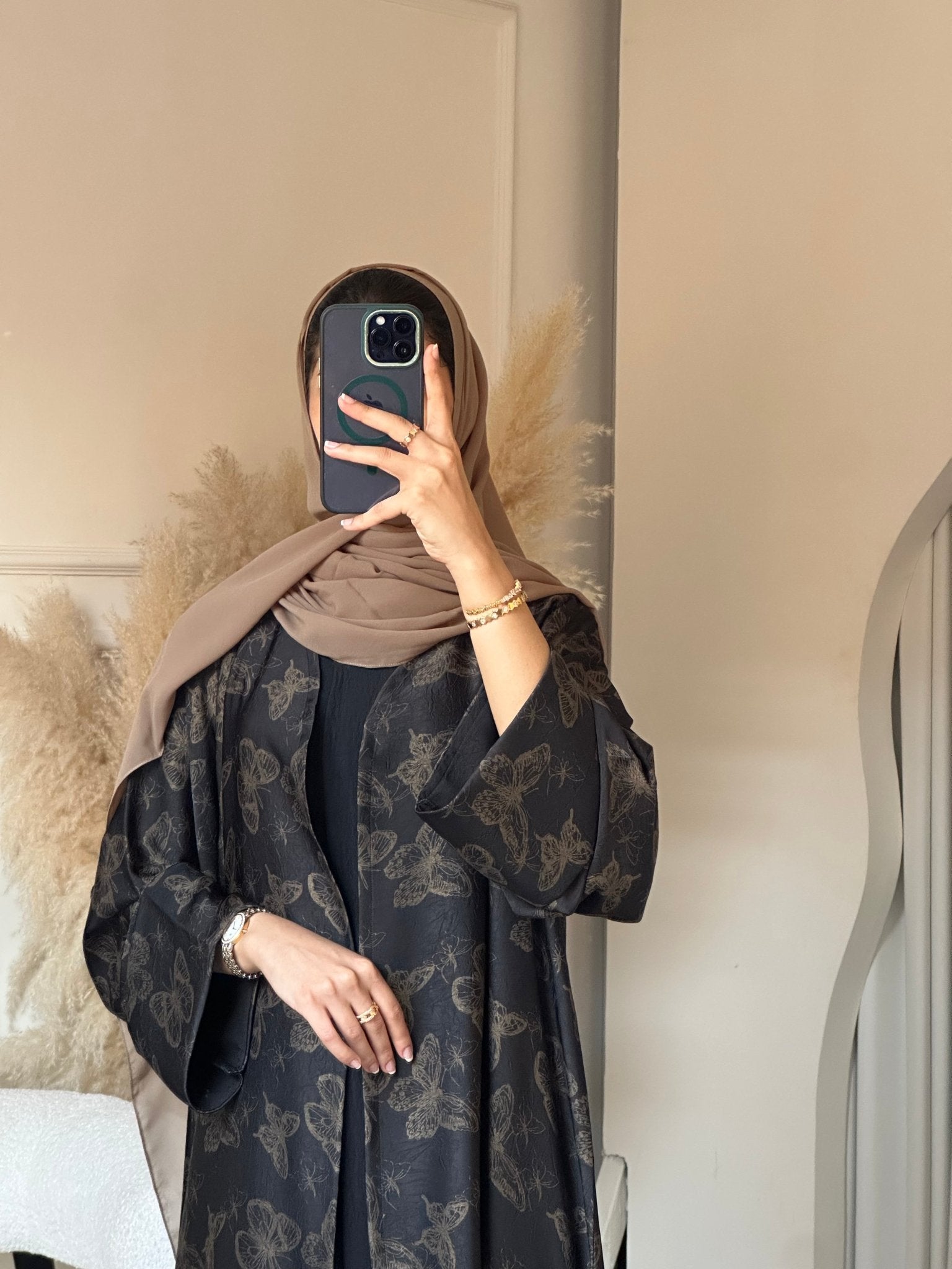 C 0681 - 02 Gold Metallic Printed Abaya