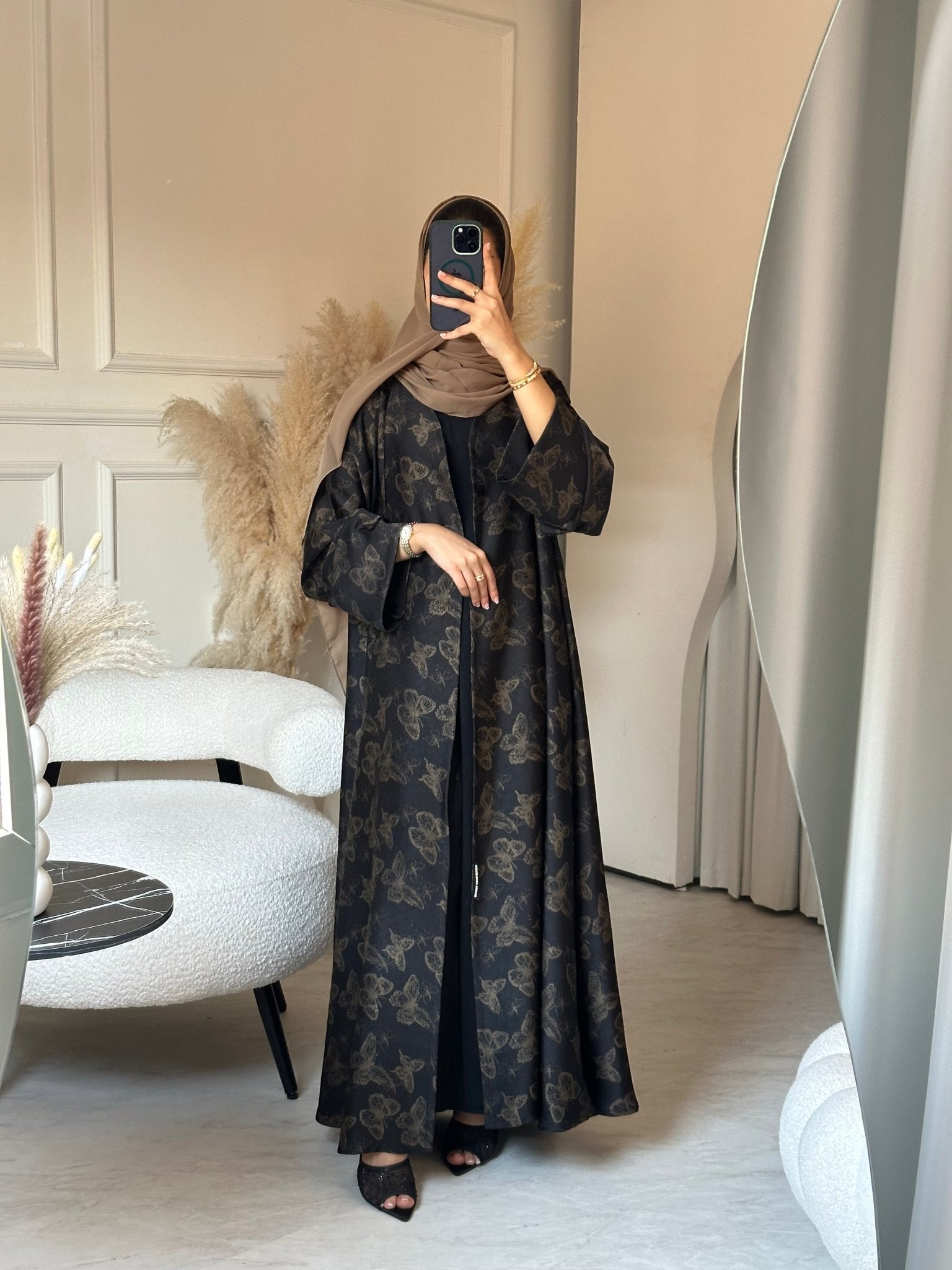 C 0681 - 02 Gold Metallic Printed Abaya