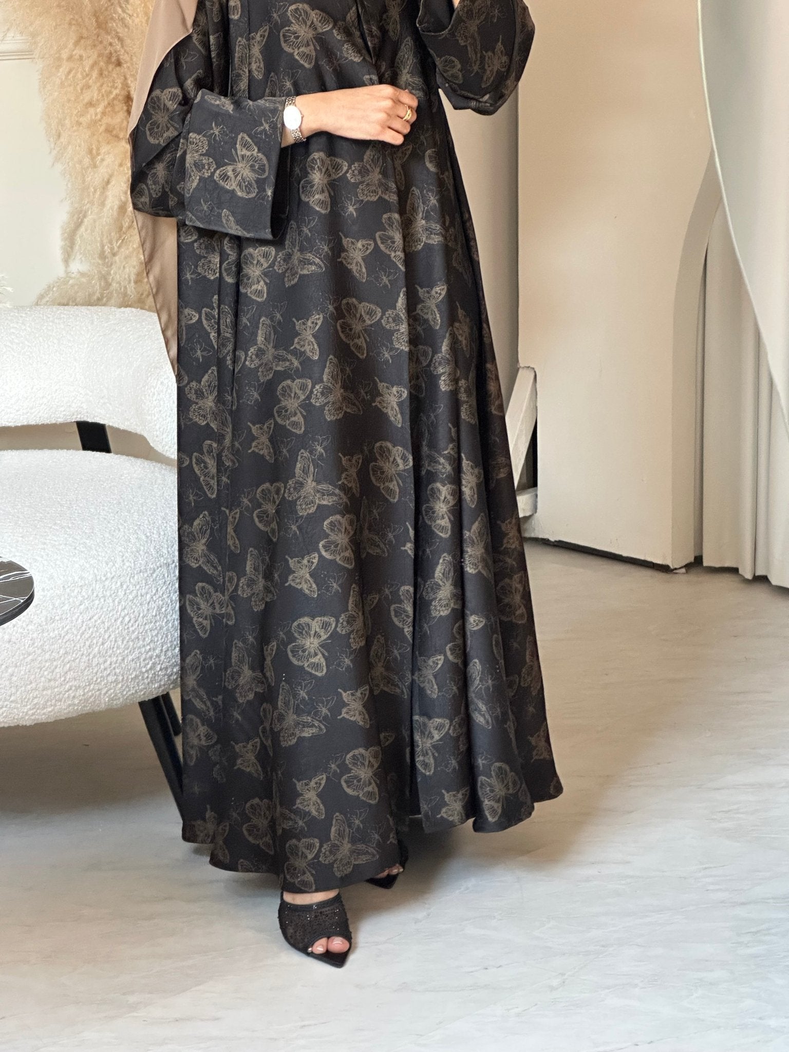 C 0681 - 02 Gold Metallic Printed Abaya