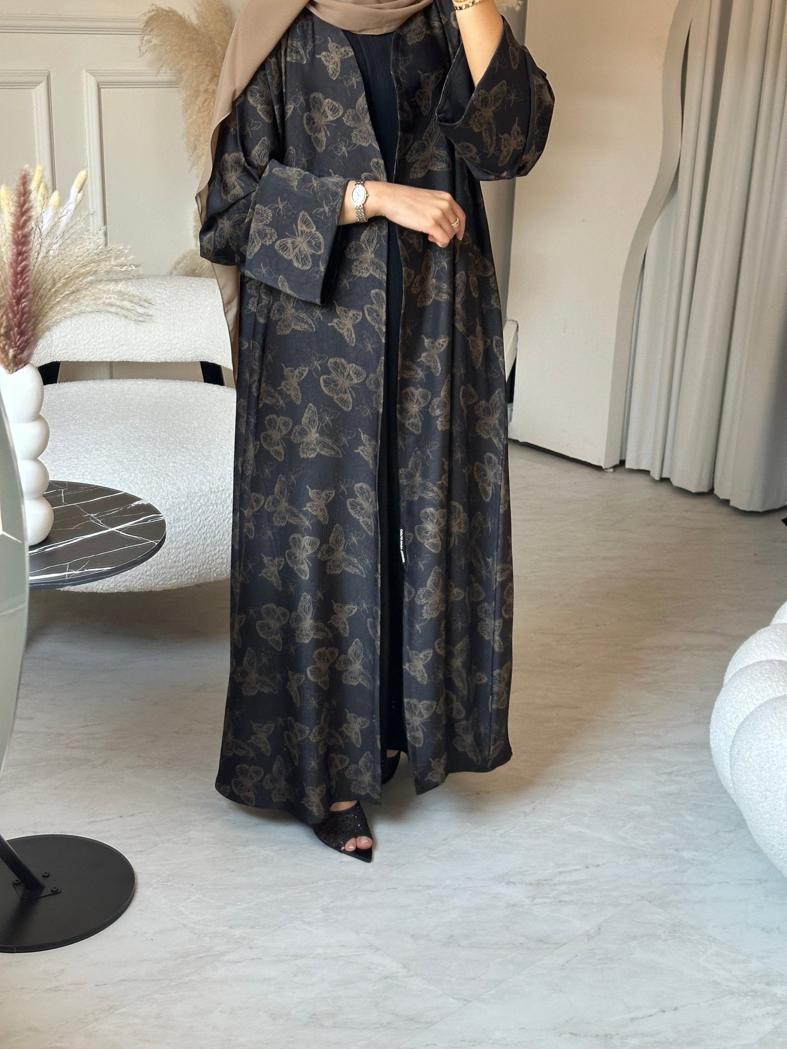 C 0681 - 02 Gold Metallic Printed Abaya