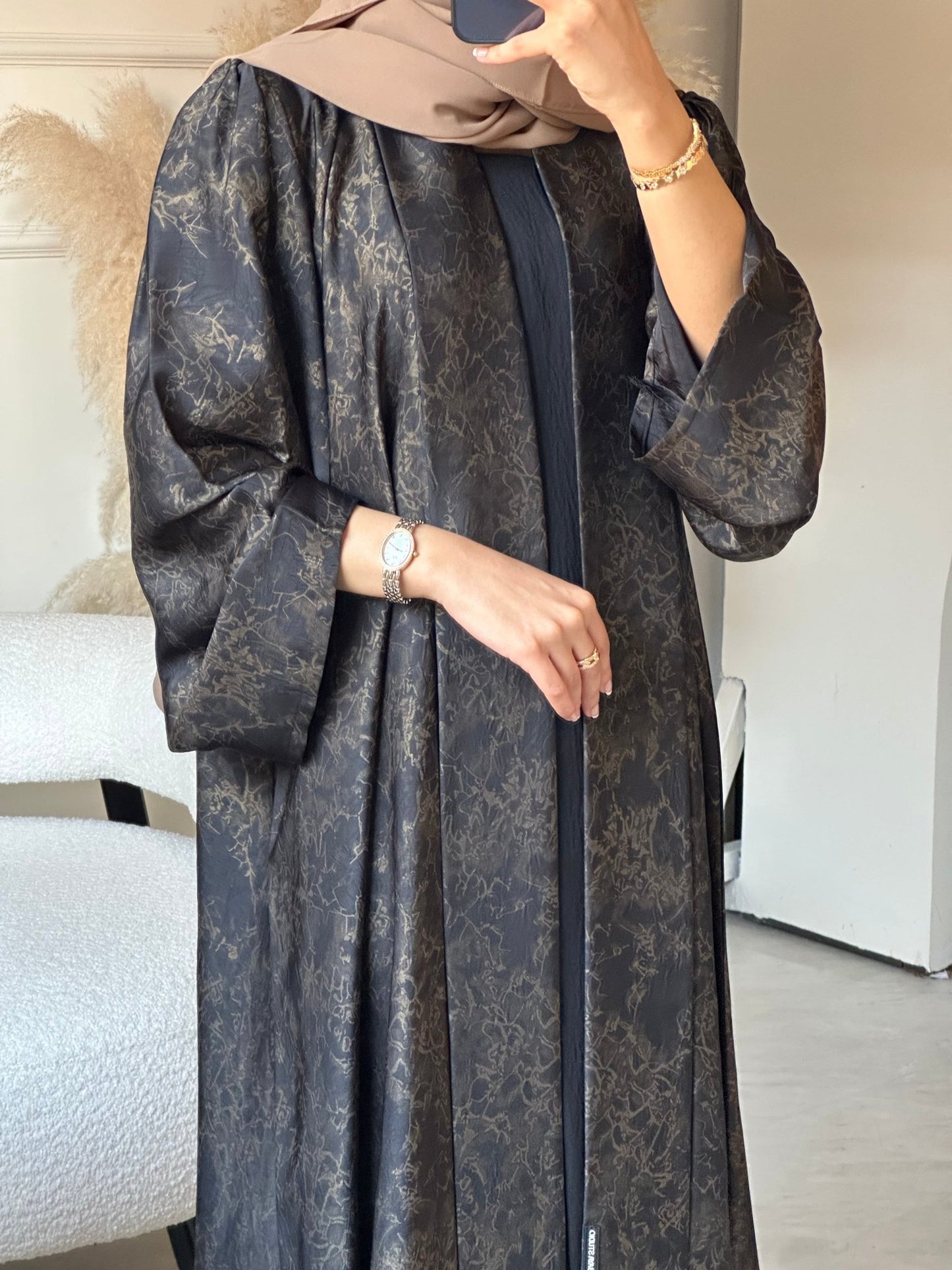 C 0682 - 02 Gold Metallic Printed Abaya