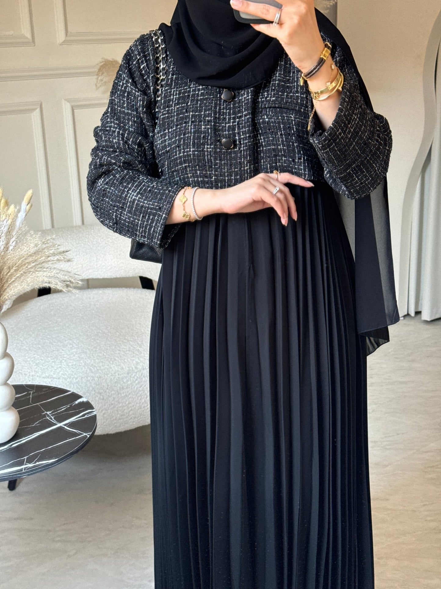 C 0684 Black Tweed Winter Abaya