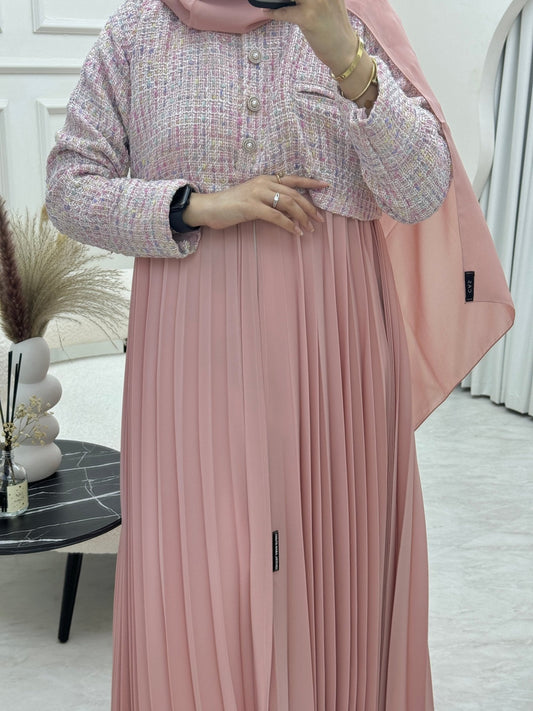 C 0684 Pink Tweed Winter Abaya