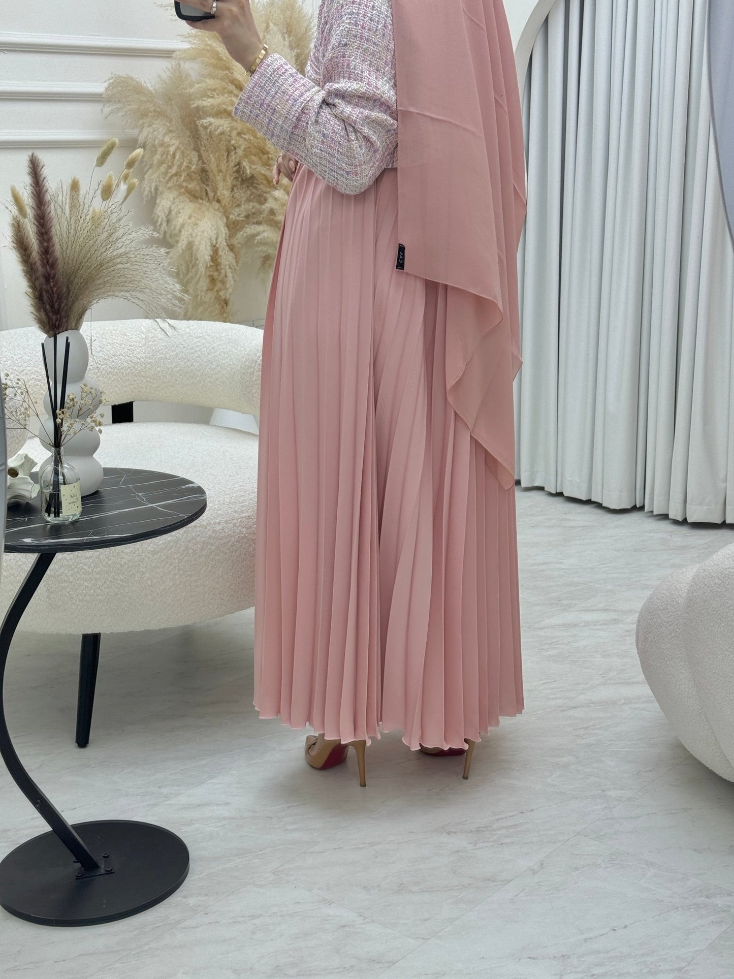 C 0684 Pink Tweed Winter Abaya