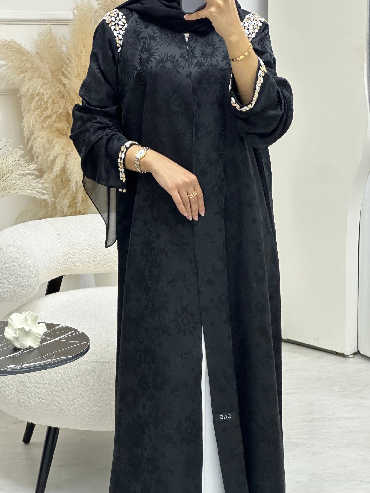 C 0687 Black Beaded Ramadan Abaya