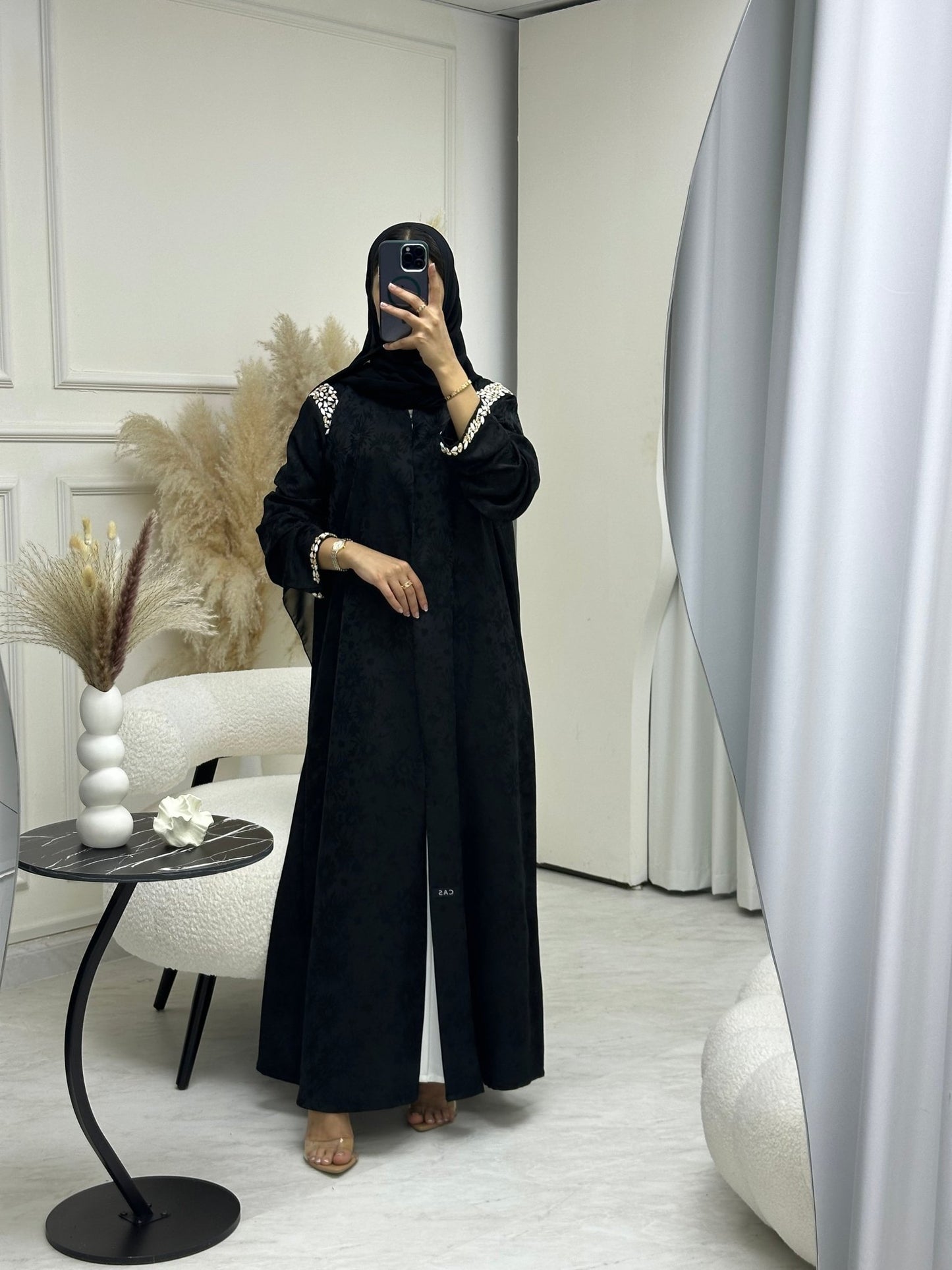 C 0687 Black Beaded Ramadan Abaya