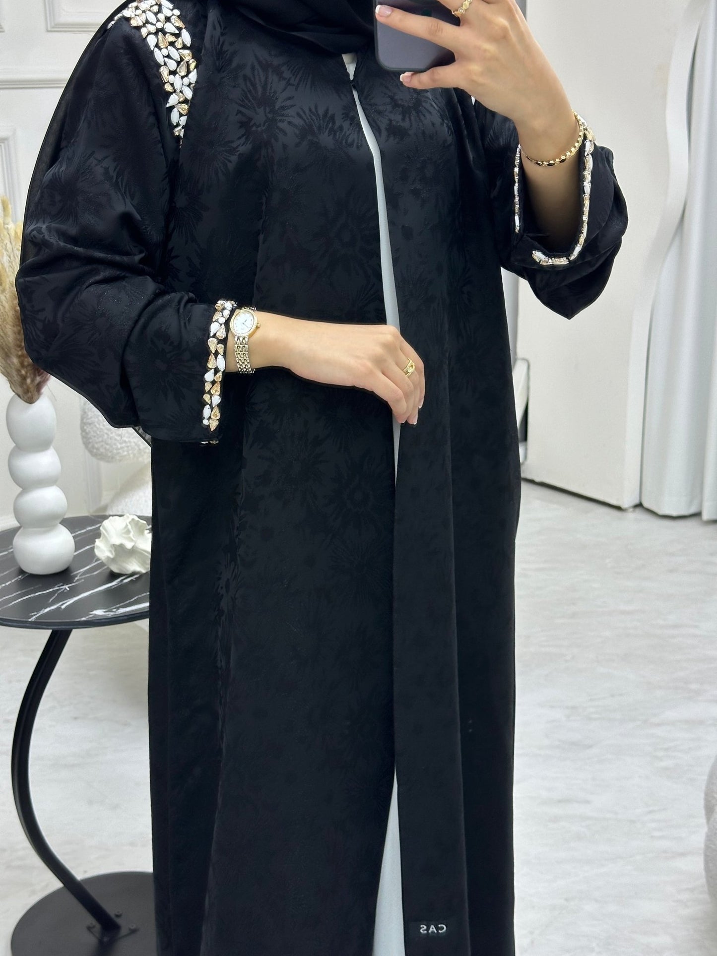 C 0687 Black Beaded Ramadan Abaya