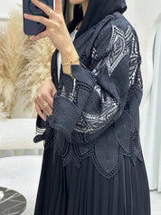 C 0689 Black Pleated Ramadan Abaya