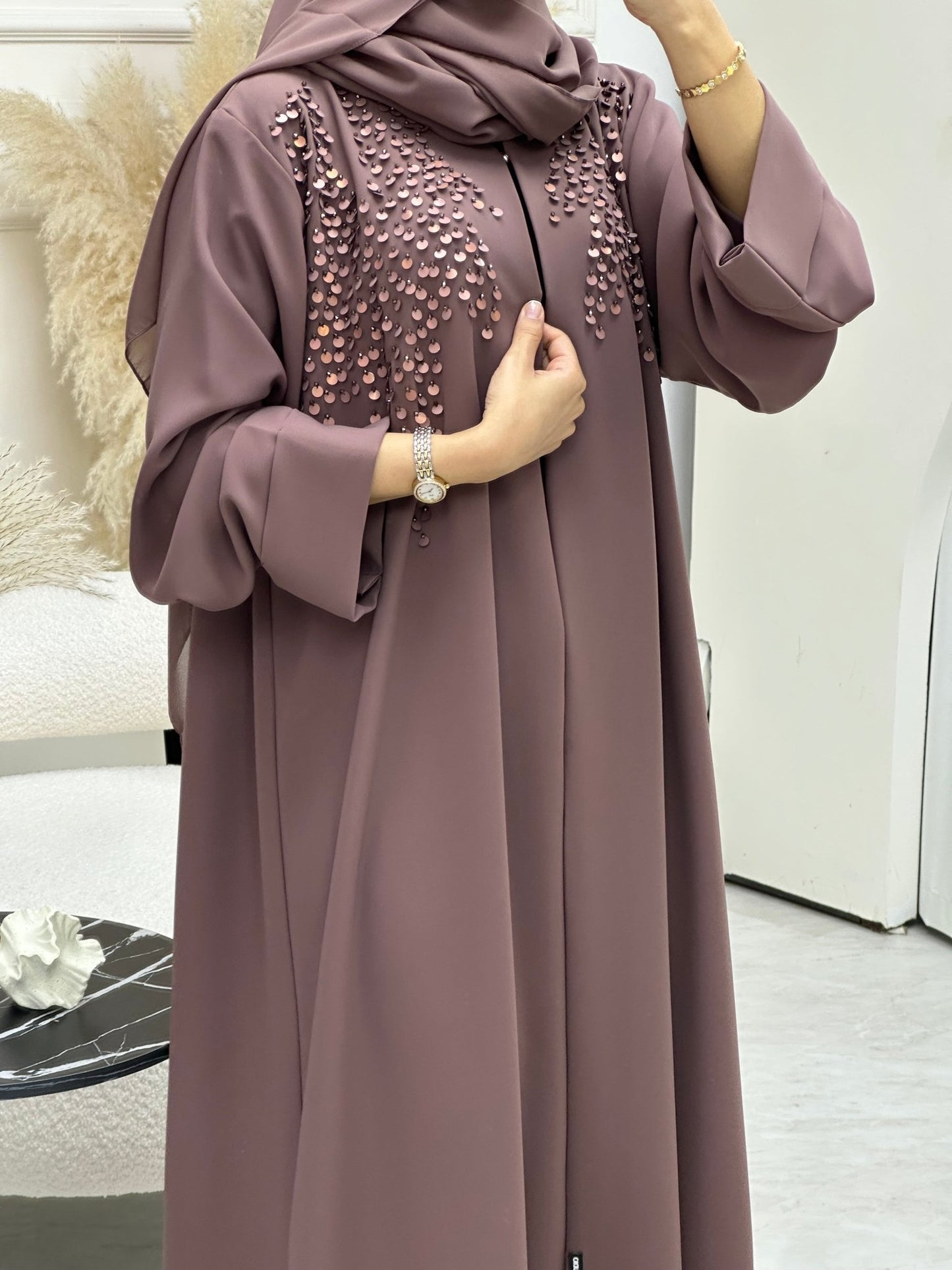 C 0692 Beaded Purple Ramadan Abaya