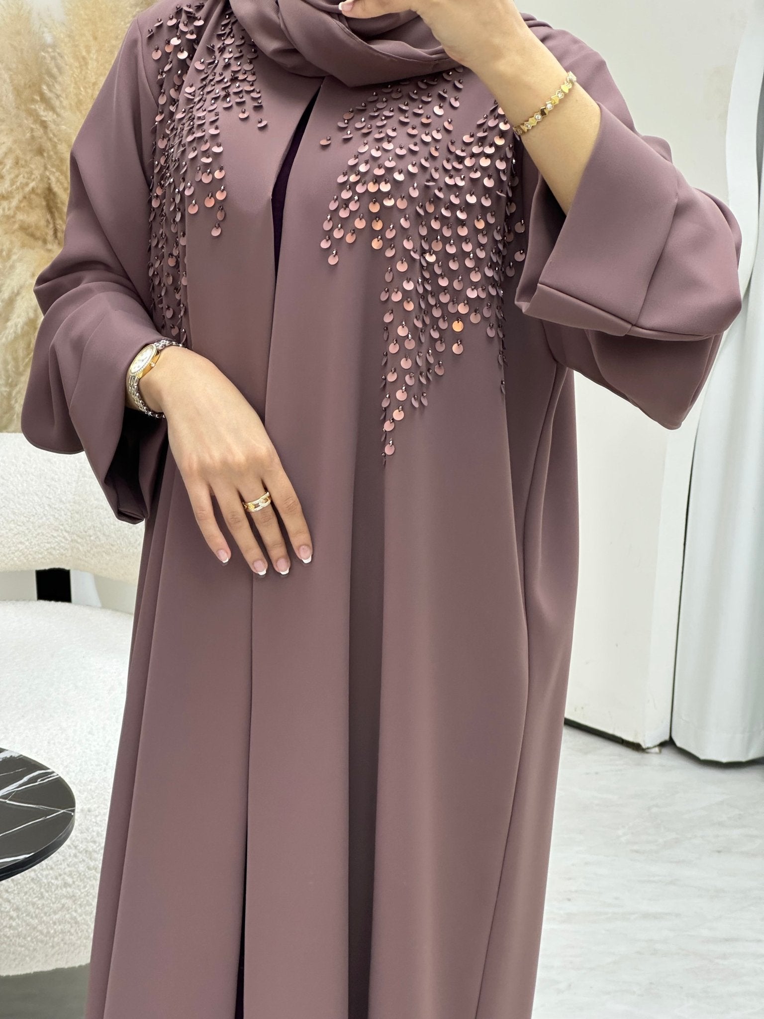 C 0692 Beaded Purple Ramadan Abaya