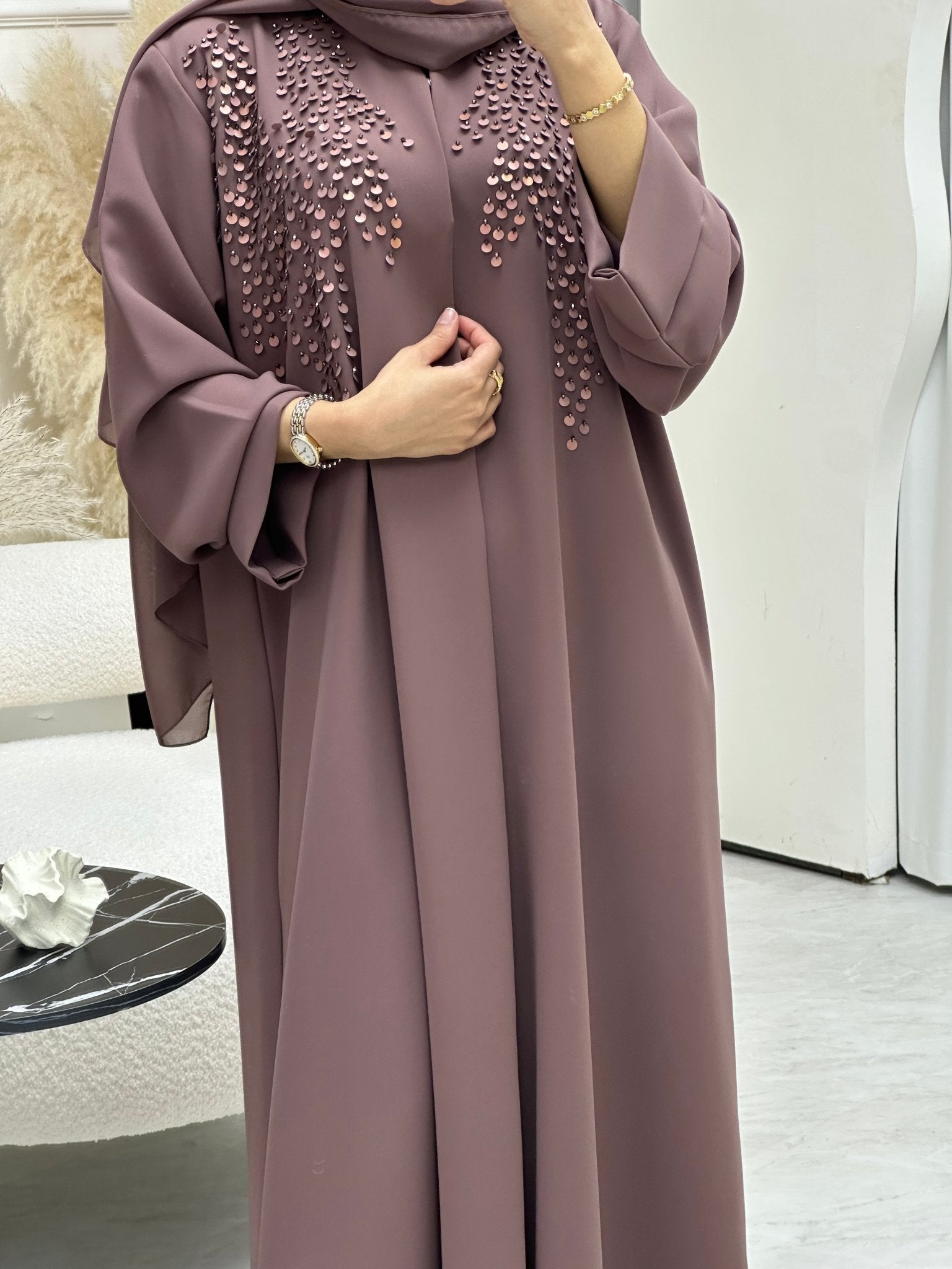 C 0692 Beaded Purple Ramadan Abaya