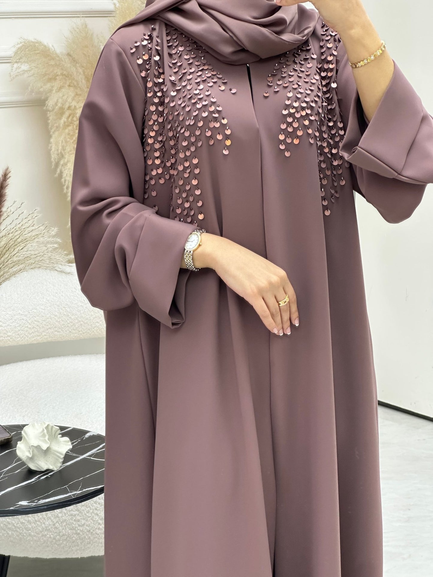 C 0692 Beaded Purple Ramadan Abaya