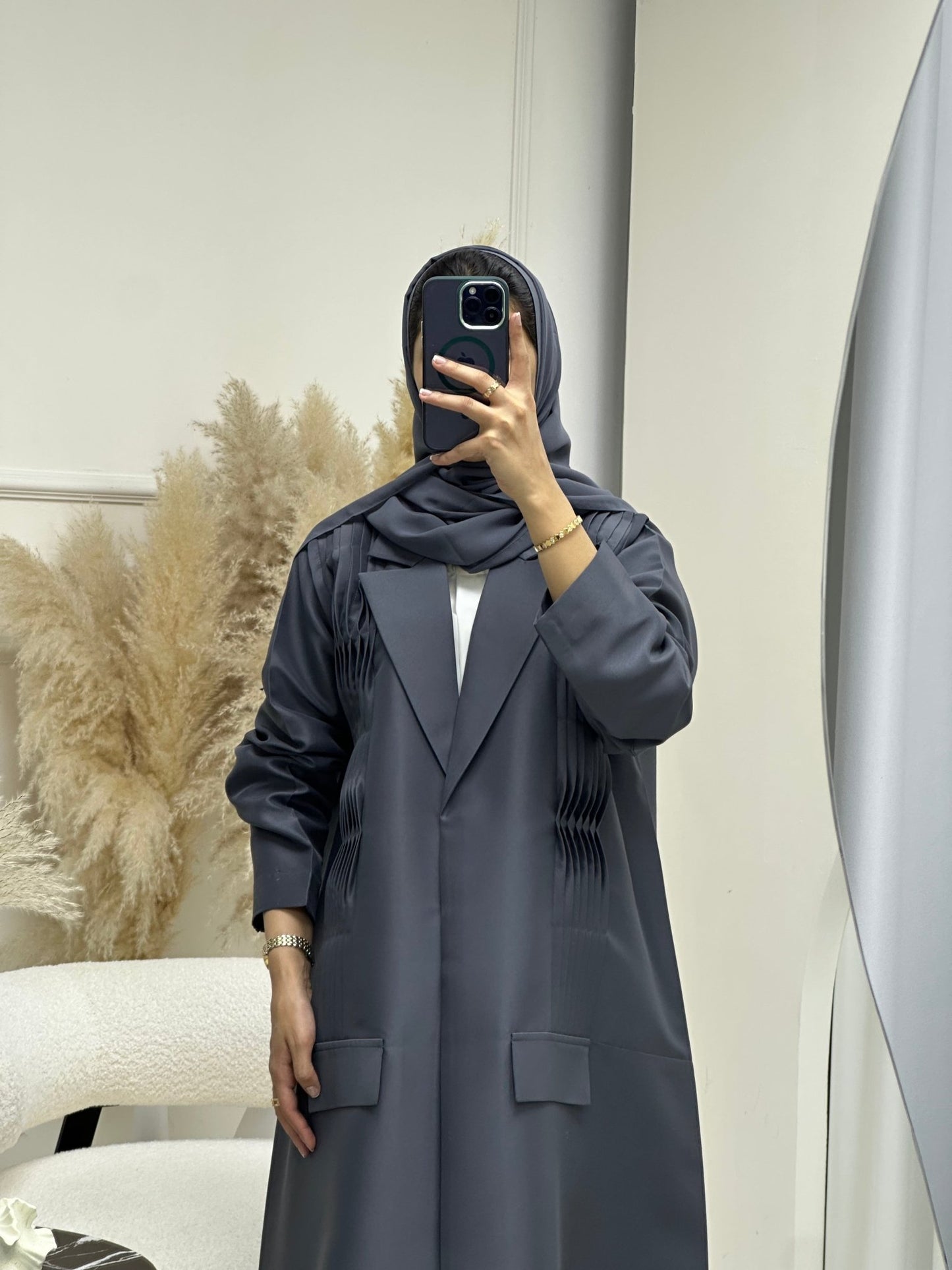 C 0693 Grey Coat Ramadan Abaya