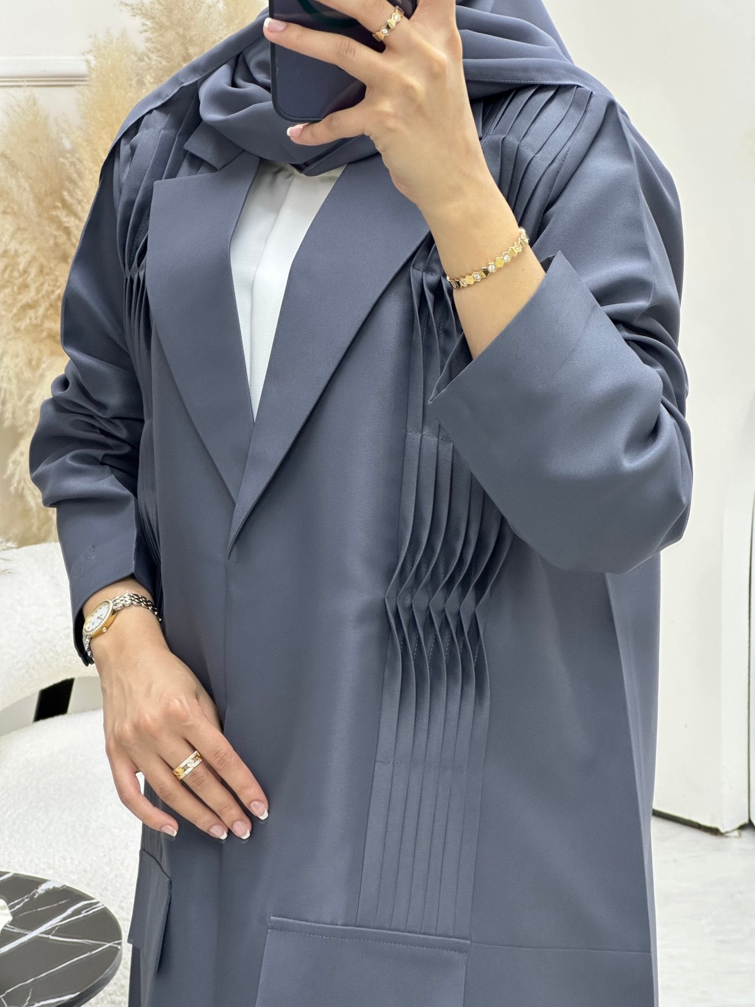 C 0693 Grey Coat Ramadan Abaya