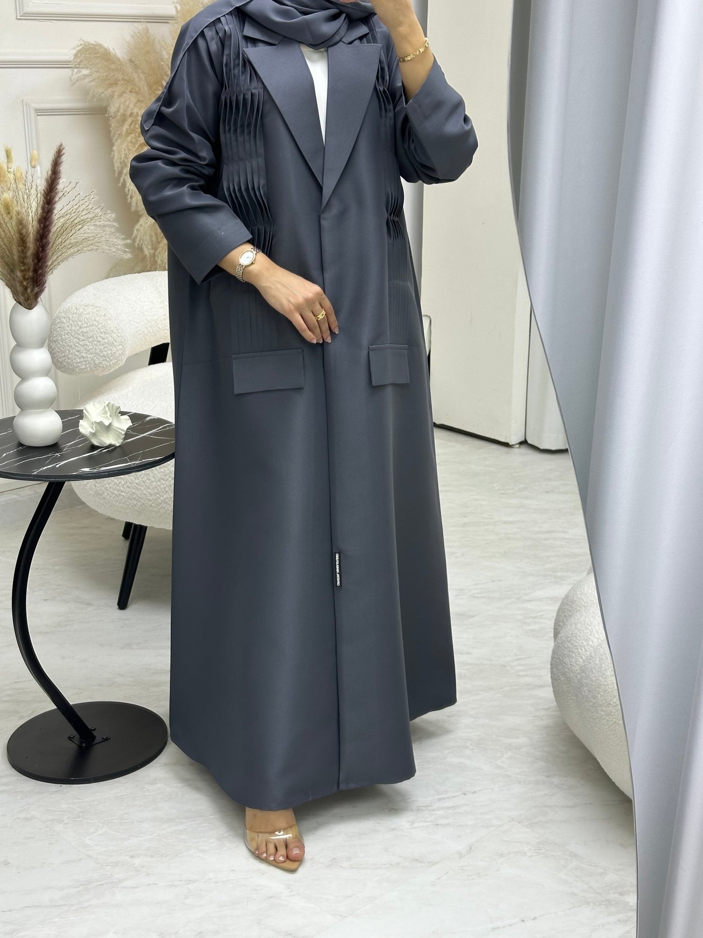 C 0693 Grey Coat Ramadan Abaya