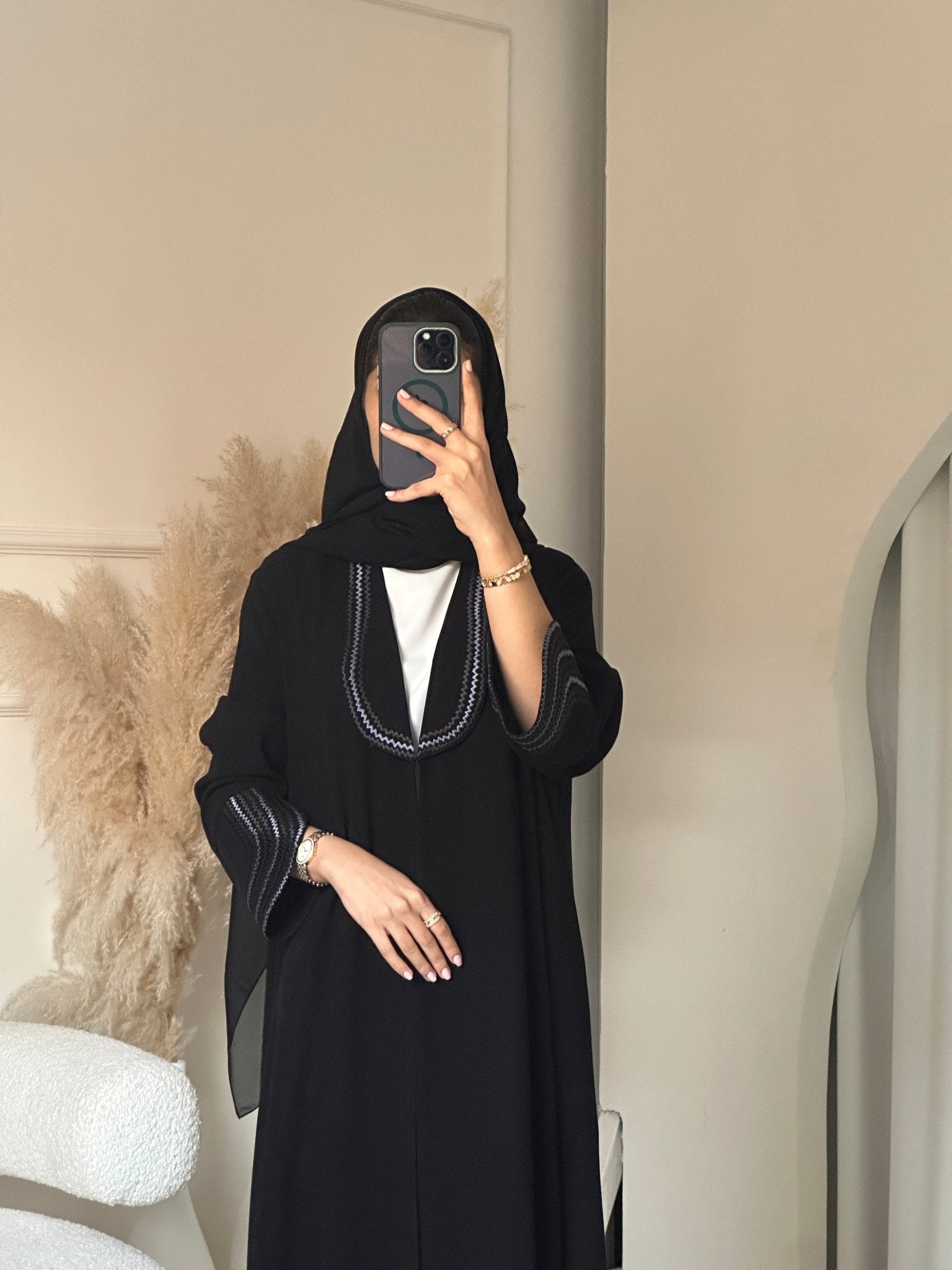 C 0694 Embroidered Black Abaya