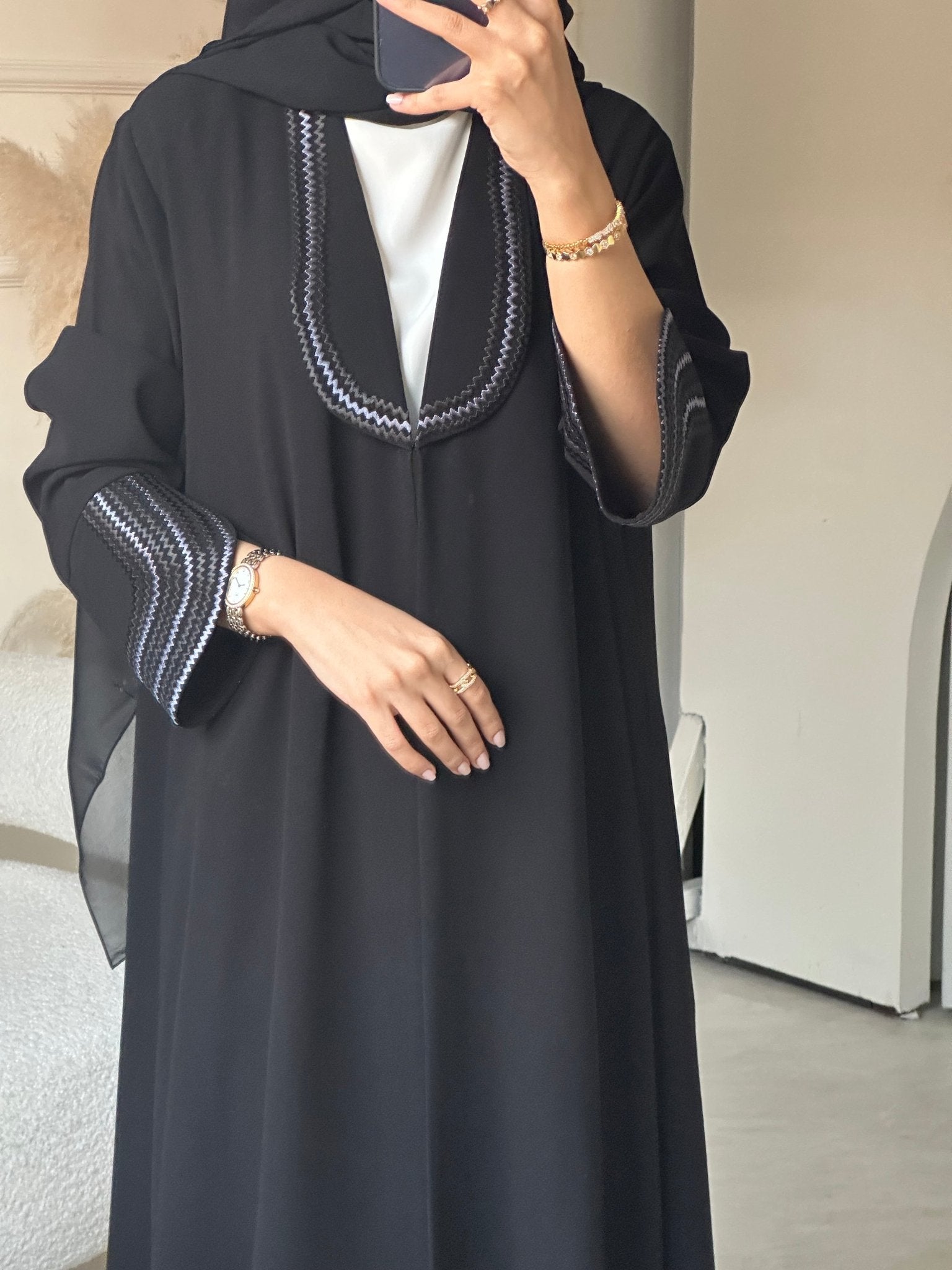 C 0694 Embroidered Black Abaya