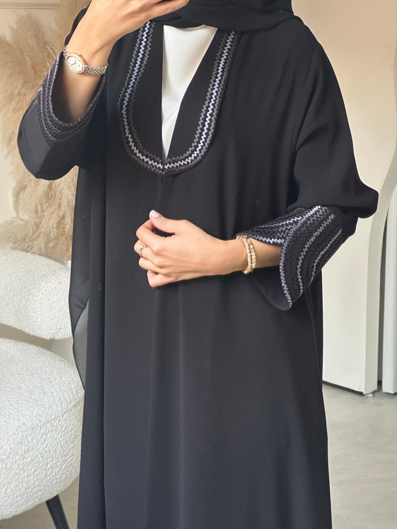 C 0694 Embroidered Black Abaya