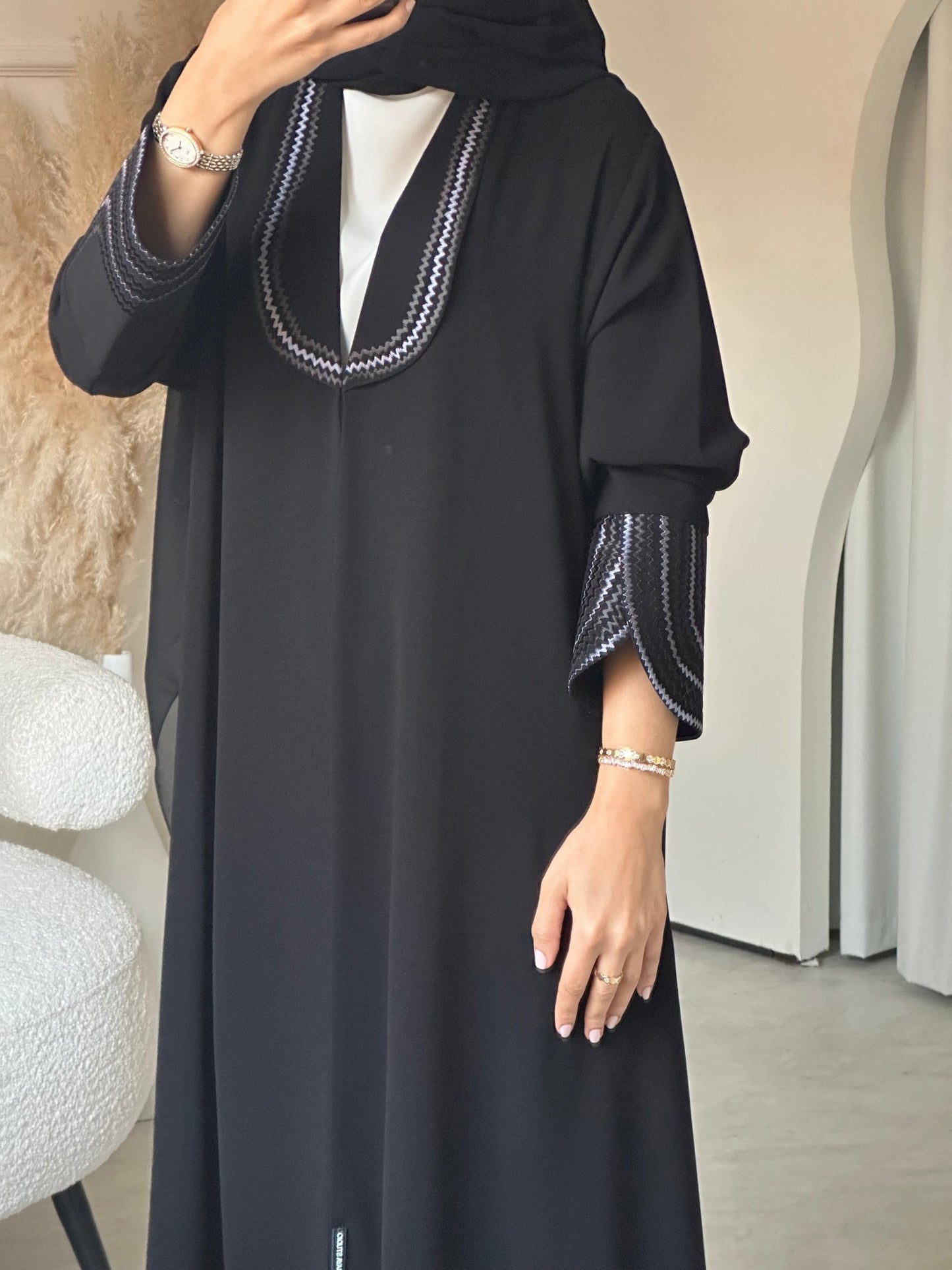 C 0694 Embroidered Black Abaya