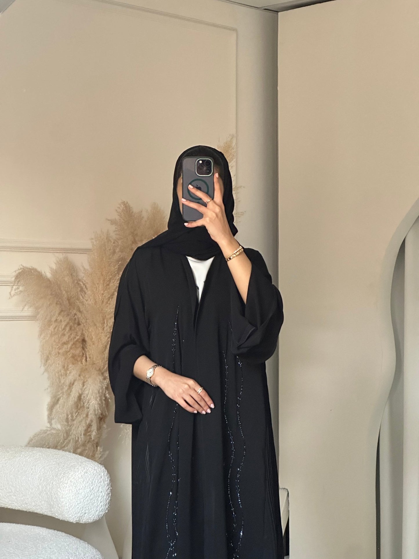 C 0695 Pleated Black Abaya