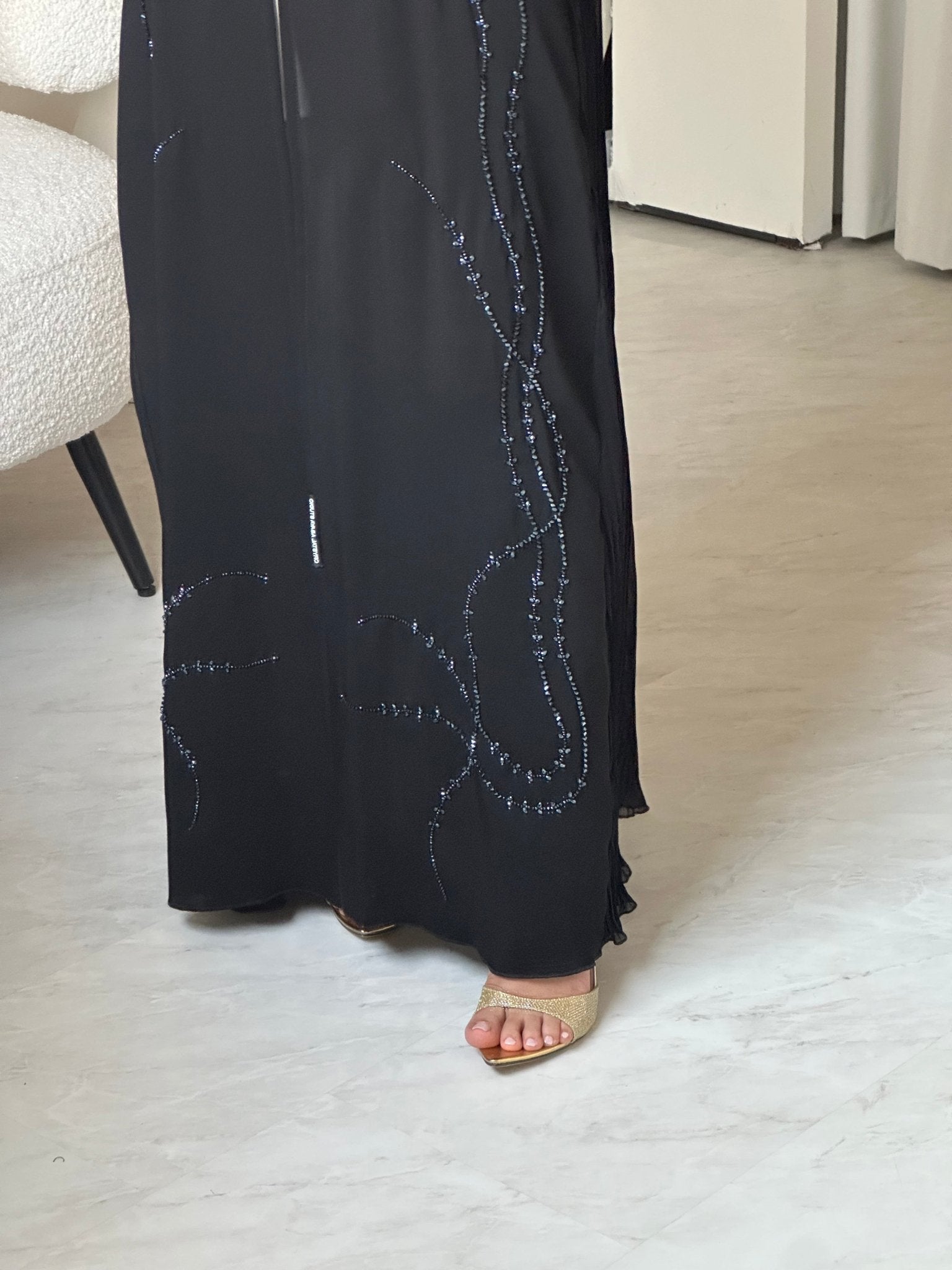 C 0695 Pleated Black Abaya