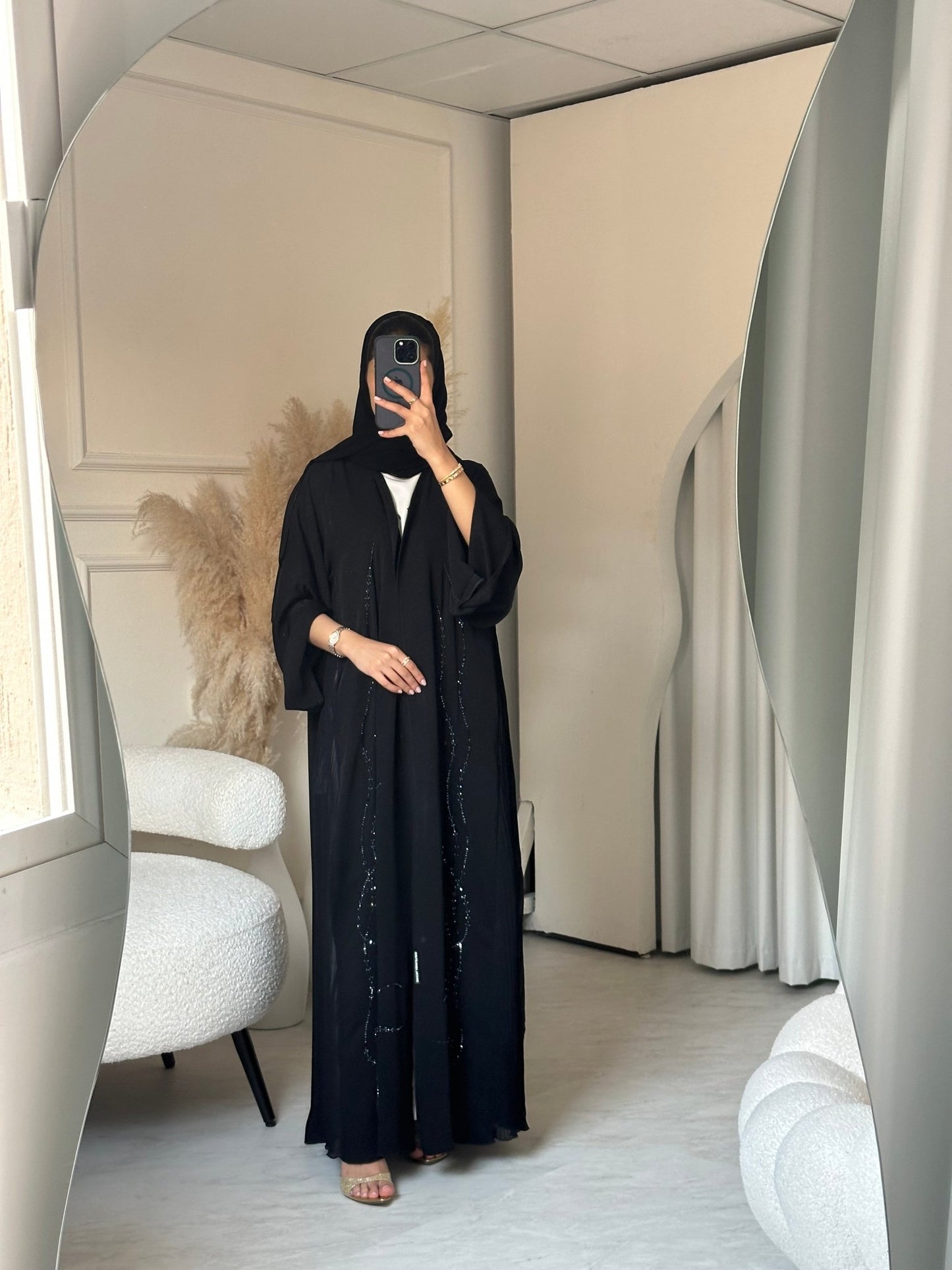 C 0695 Pleated Black Abaya