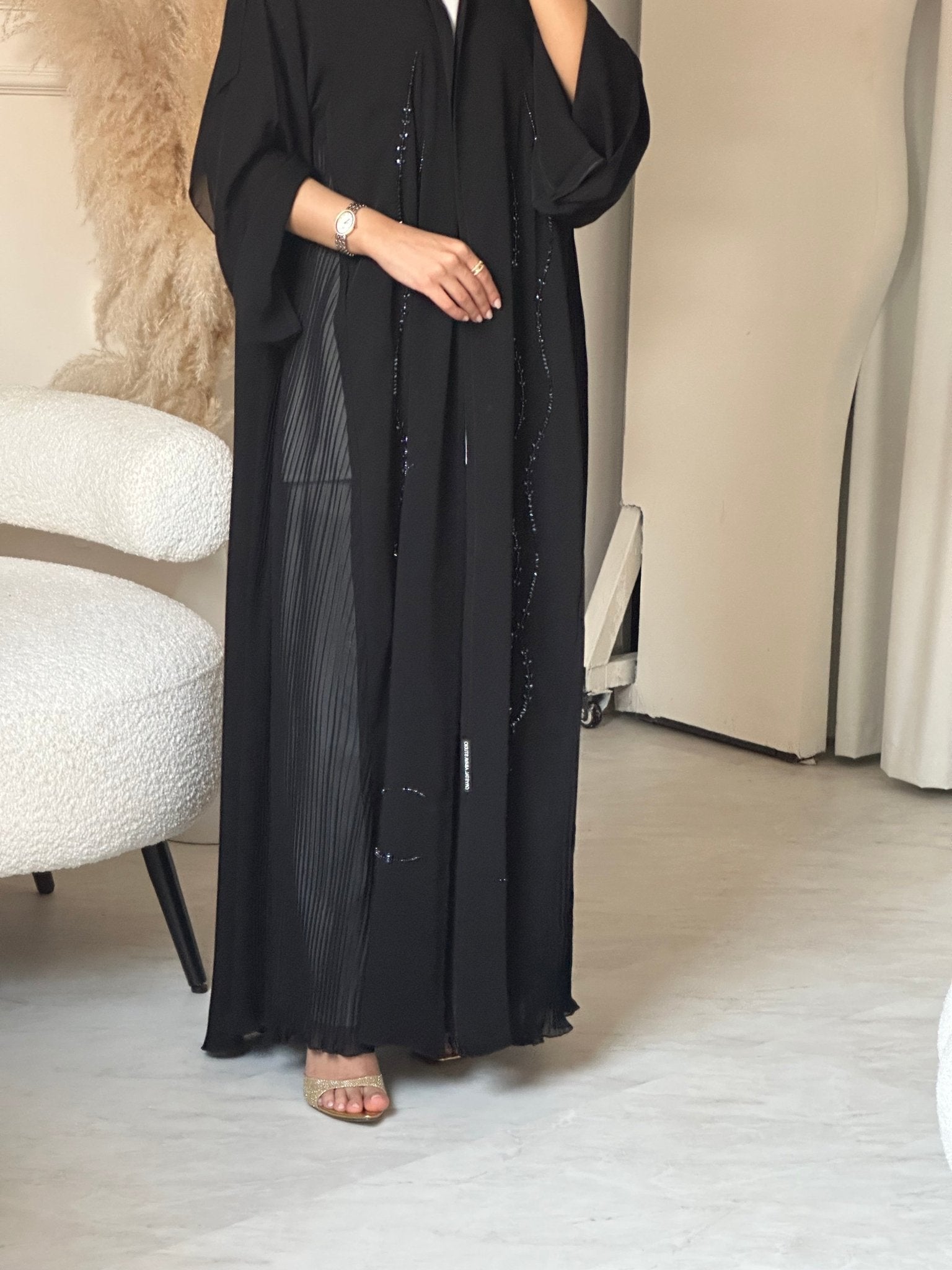 C 0695 Pleated Black Abaya