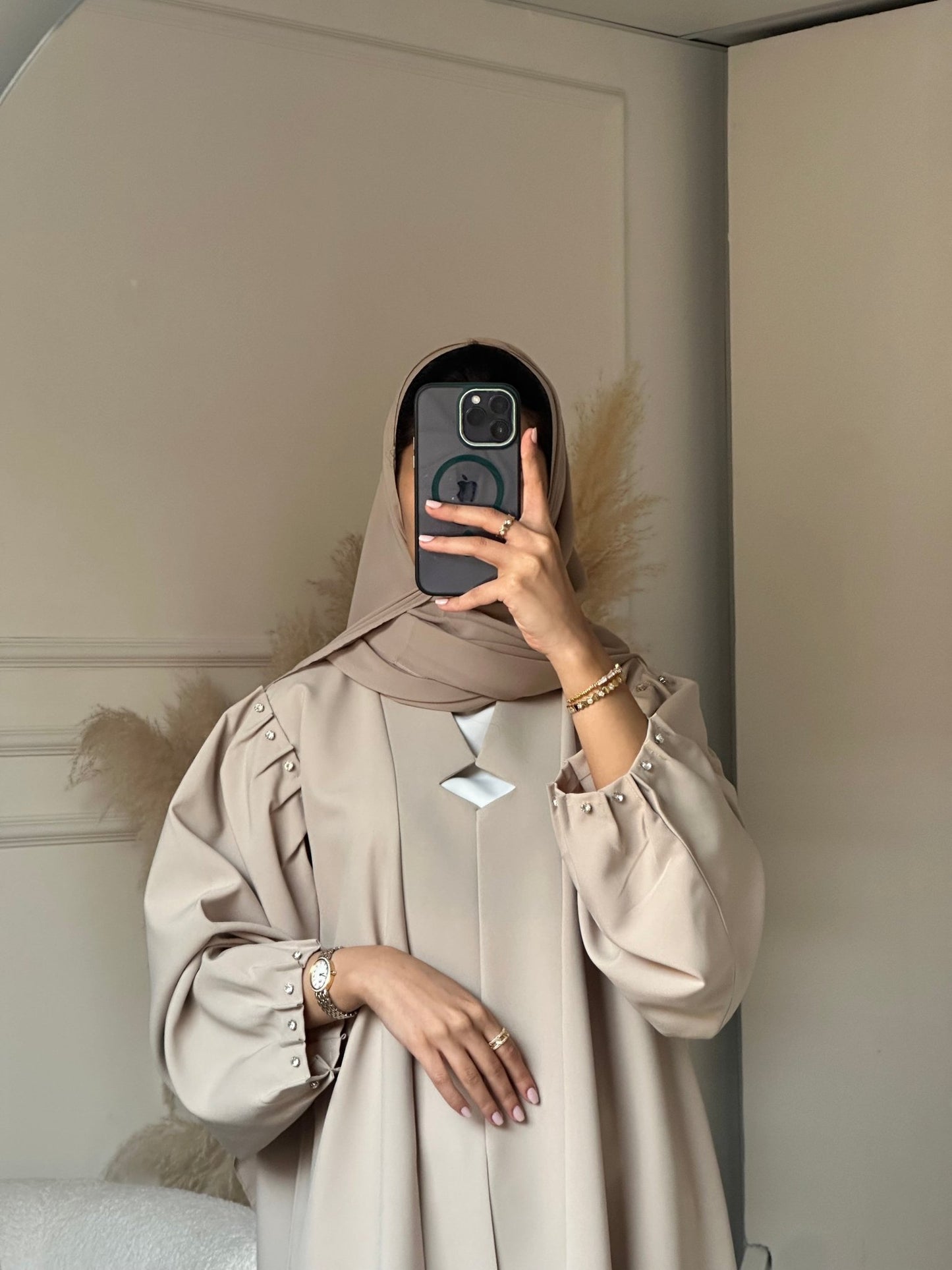 C 0696 Beaded Beige Abaya