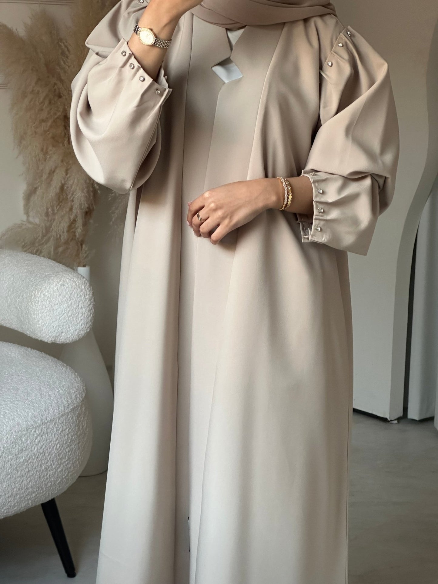 C 0696 Beaded Beige Abaya