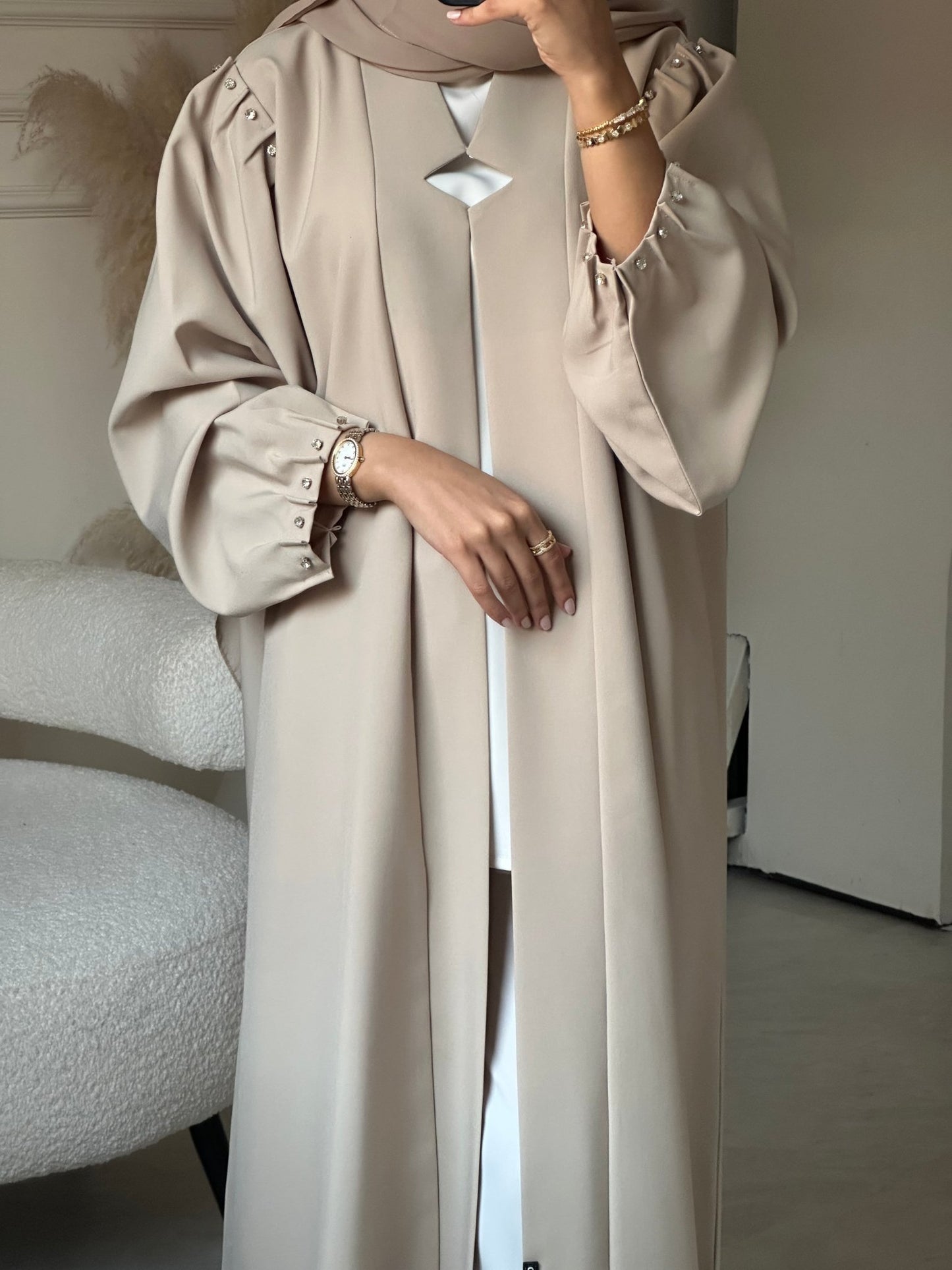 C 0696 Beaded Beige Abaya