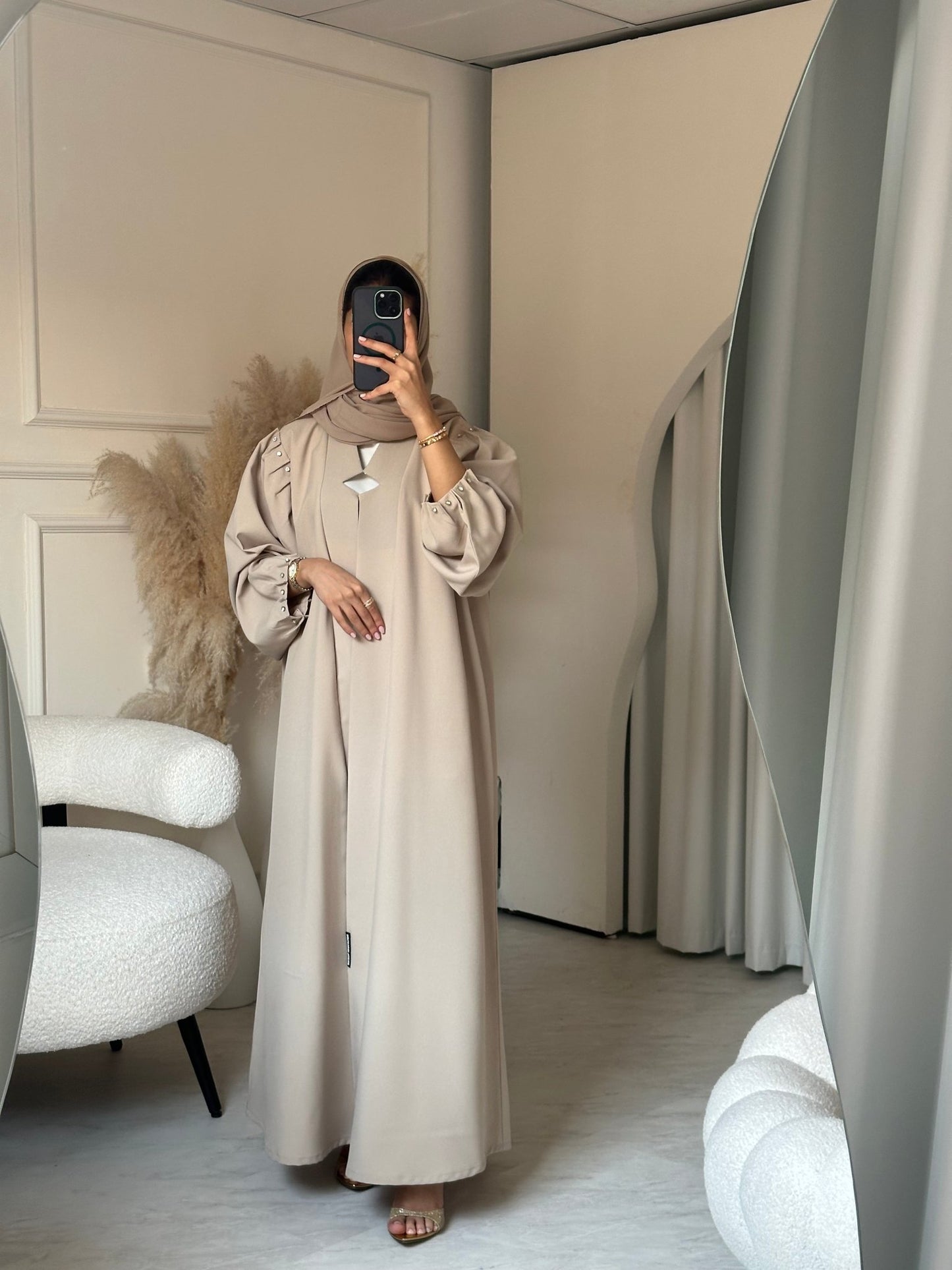 C 0696 Beaded Beige Abaya