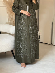 C 0698 Lasercut Green Abaya