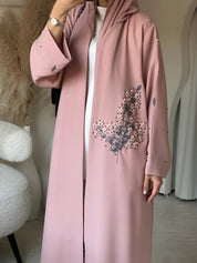 C 0700 Embroidered Pink Abaya