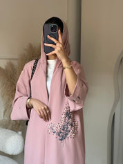C 0700 Embroidered Pink Abaya