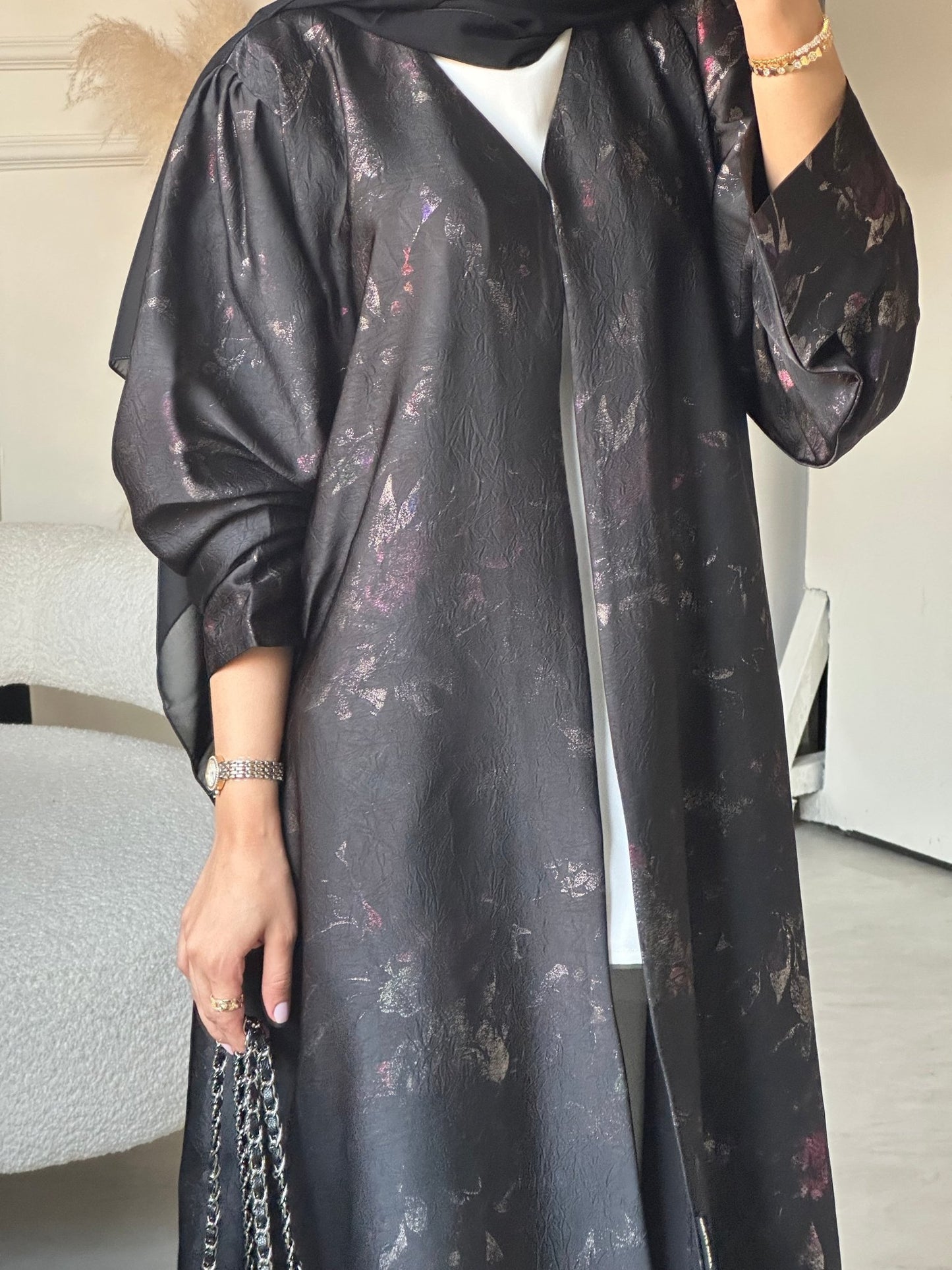 C 0701 Printed Black Abaya