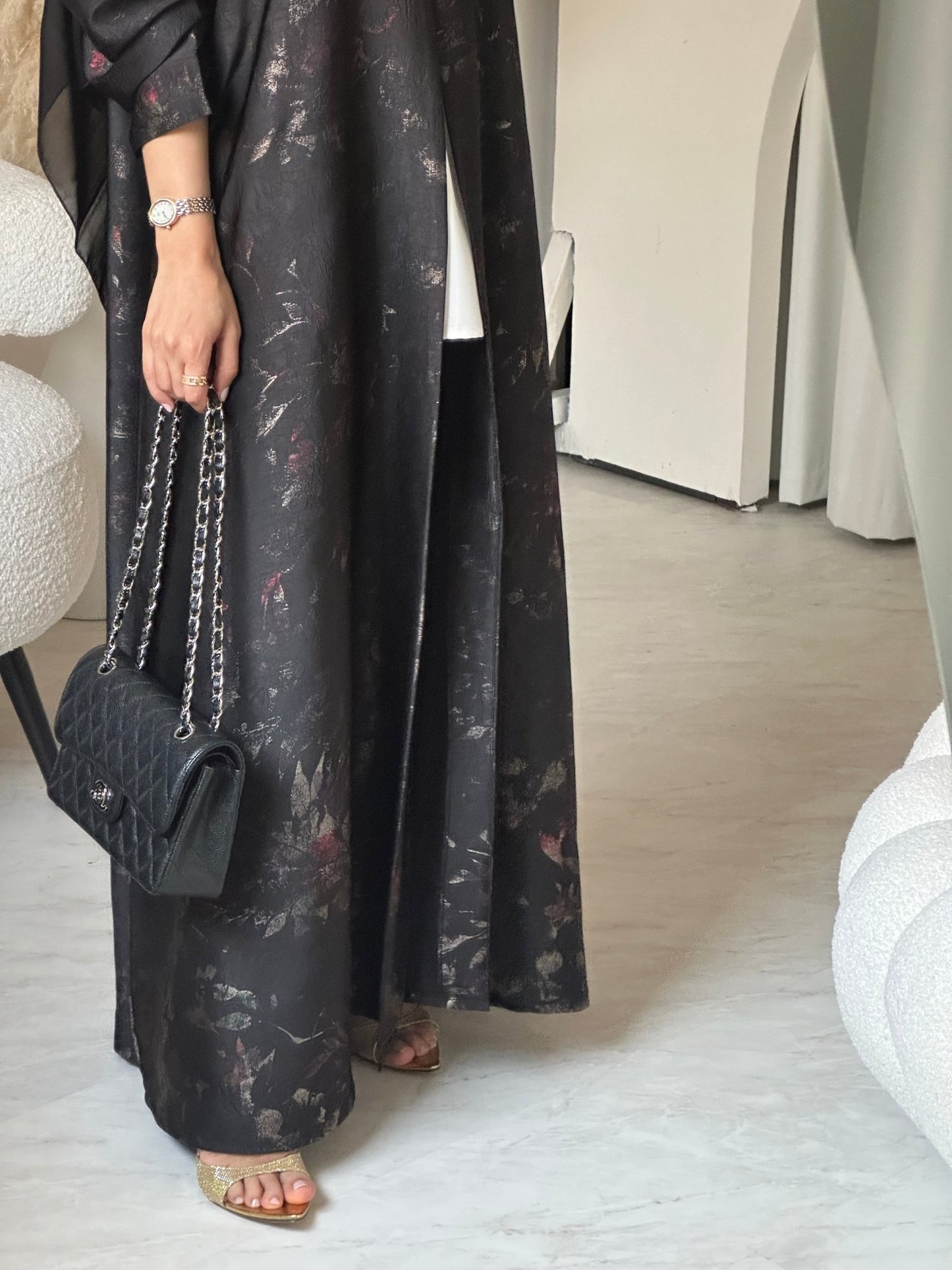 C 0701 Printed Black Abaya