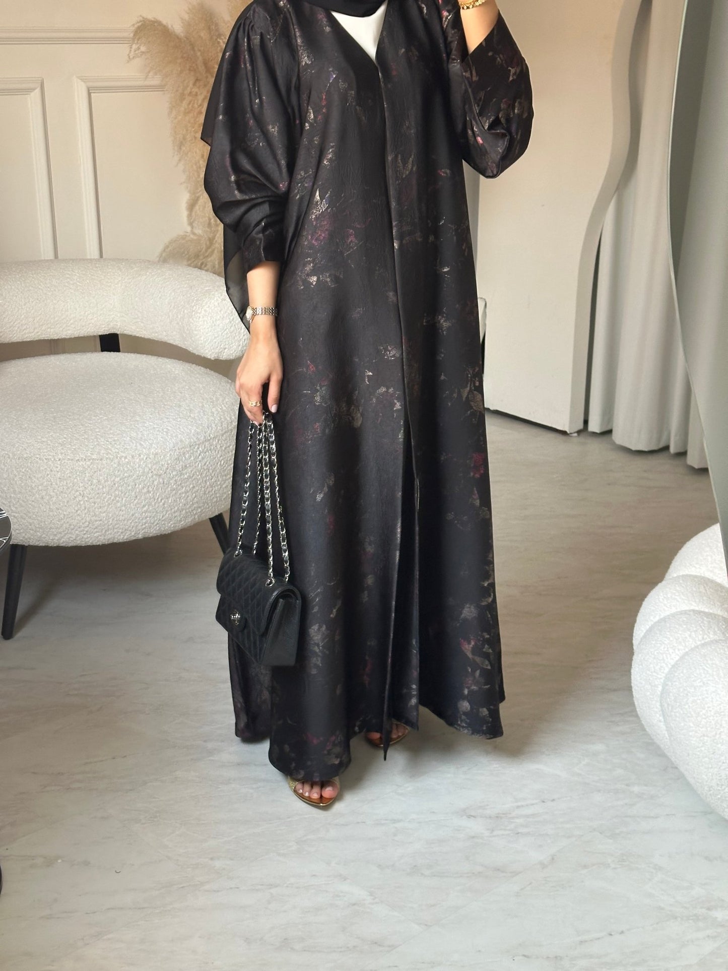 C 0701 Printed Black Abaya