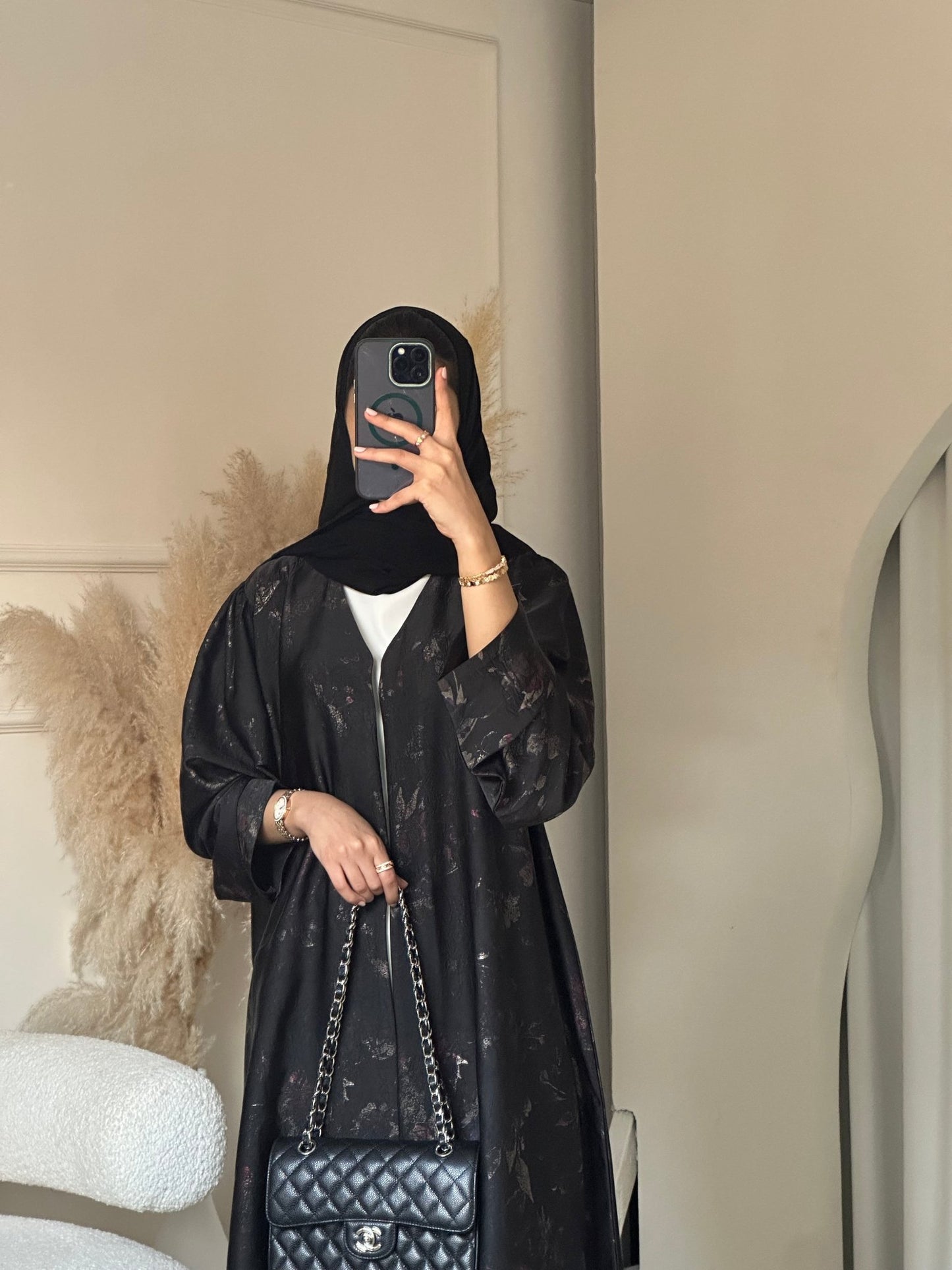 C 0701 Printed Black Abaya