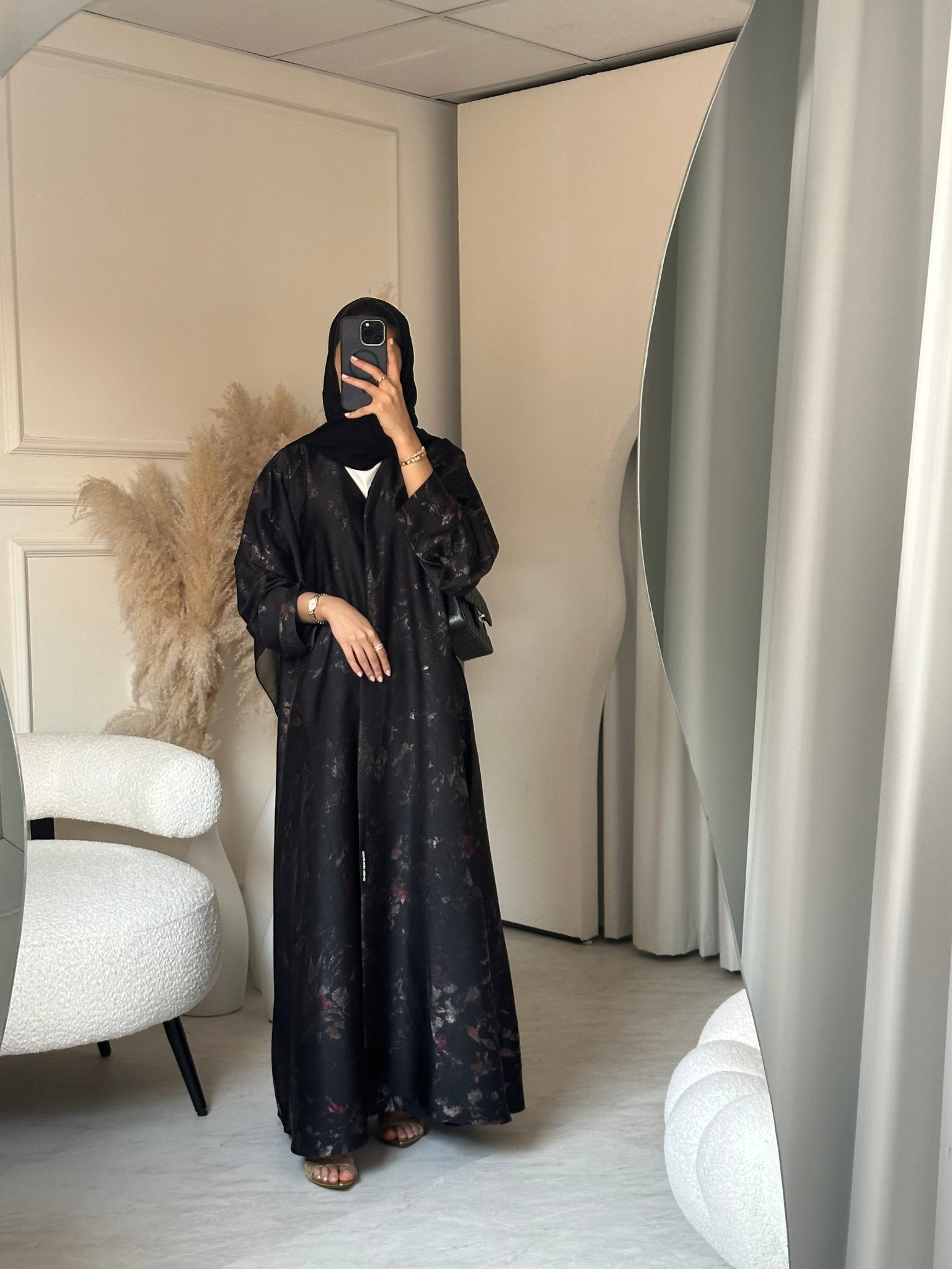 C 0701 Printed Black Abaya