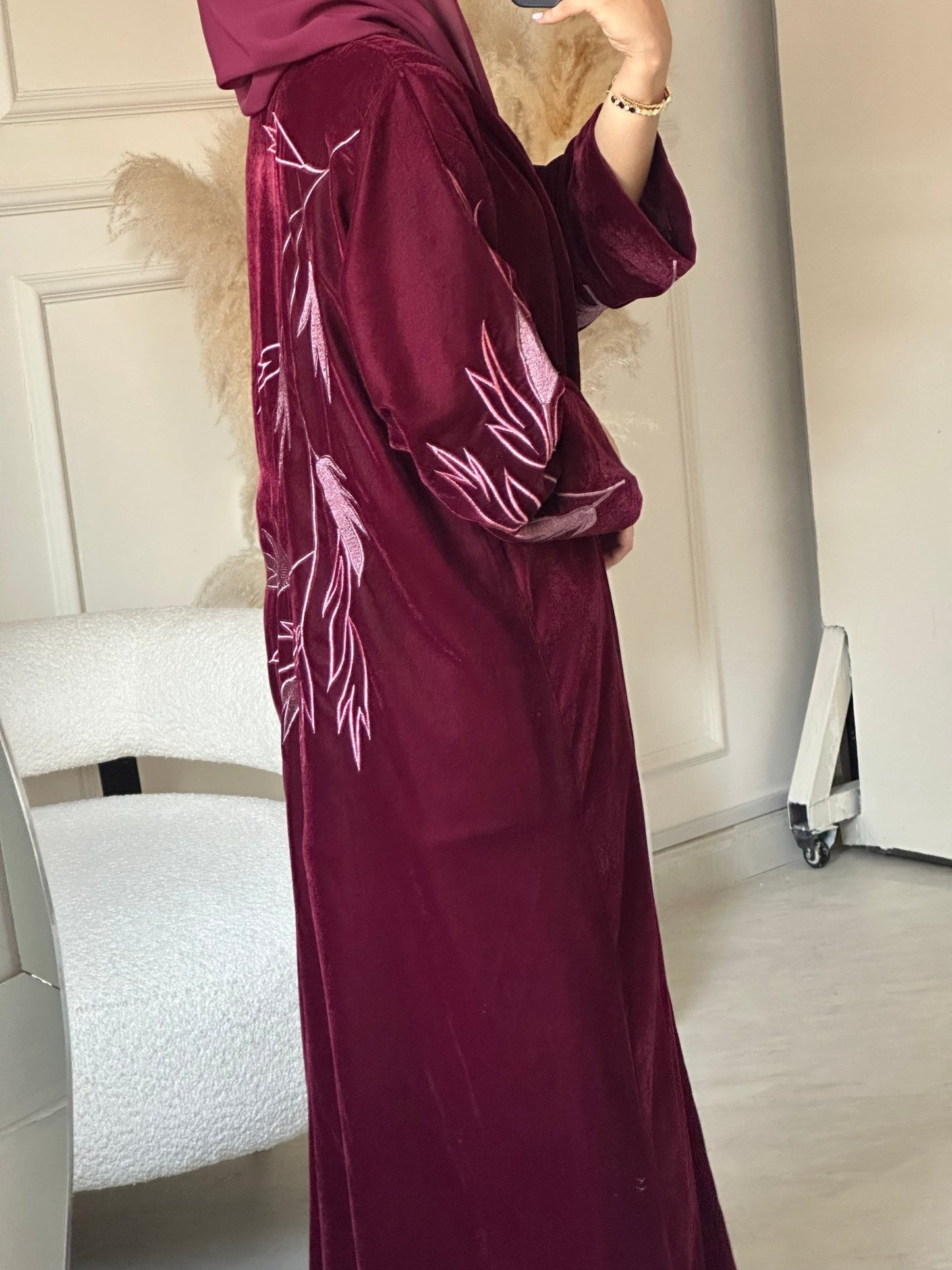 C 0702 Embroidered Maroon Abaya