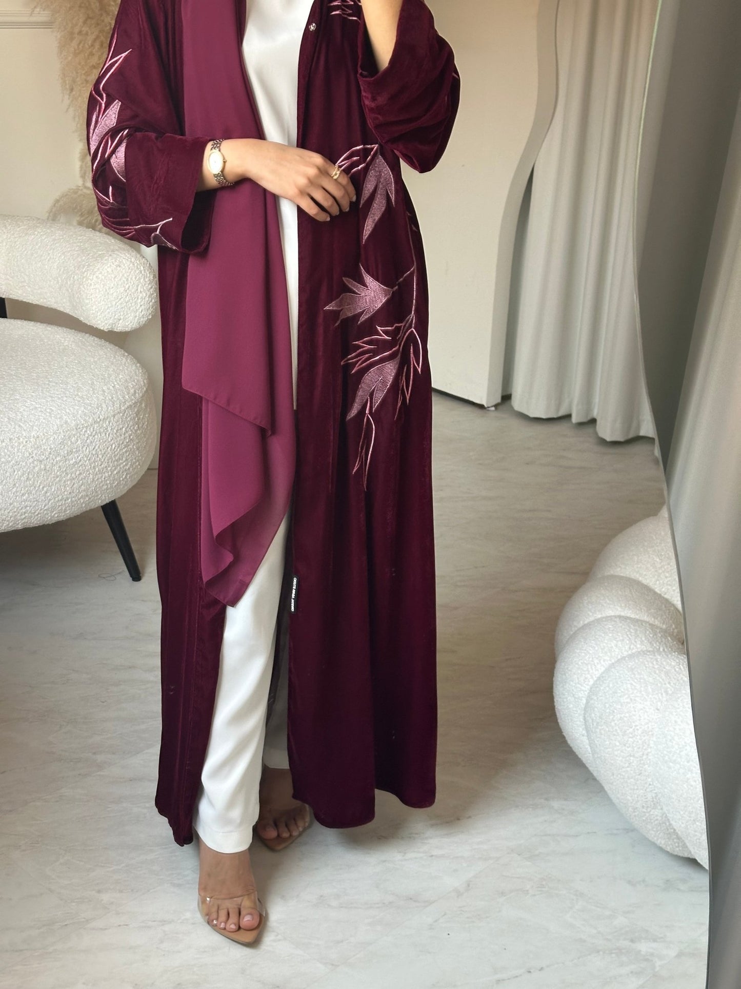 C 0702 Embroidered Maroon Abaya