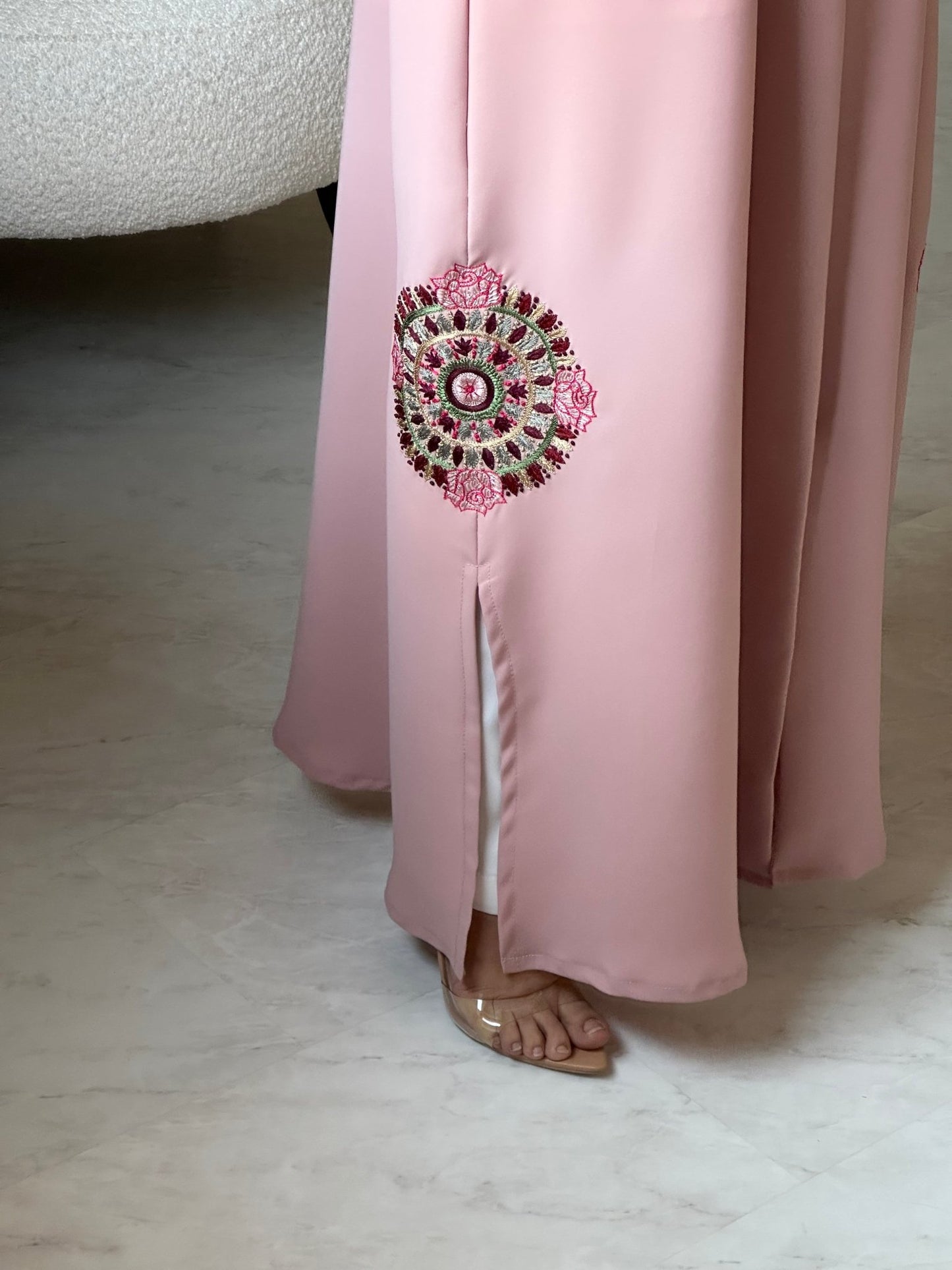 C 0704 Embroidered Pink Abaya