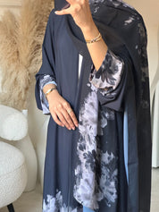 C 0709 Printed Blue Grey Abaya