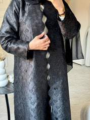 C 0715 - 02 Beaded Printed Black Abaya