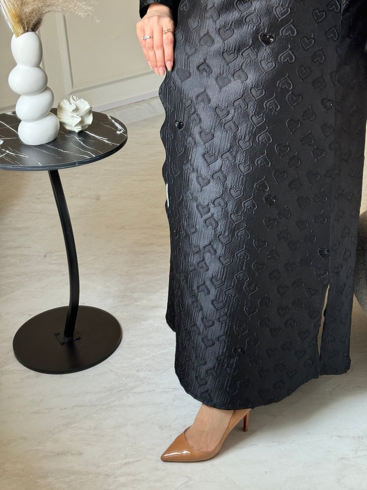 C 0715 - 02 Beaded Printed Black Abaya