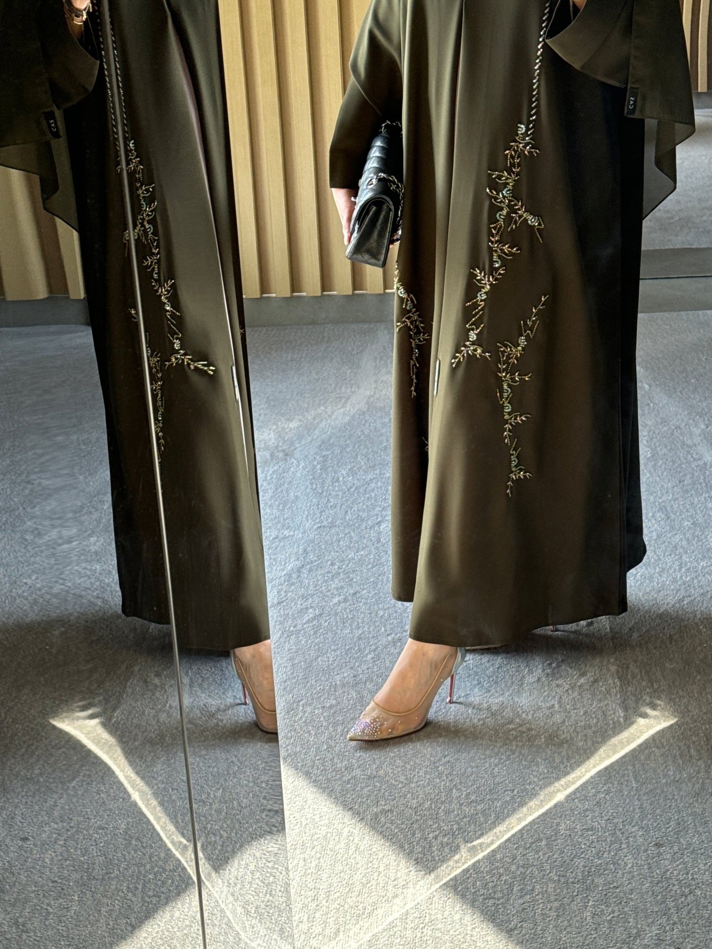 C 0718 Olive Beaded Abaya