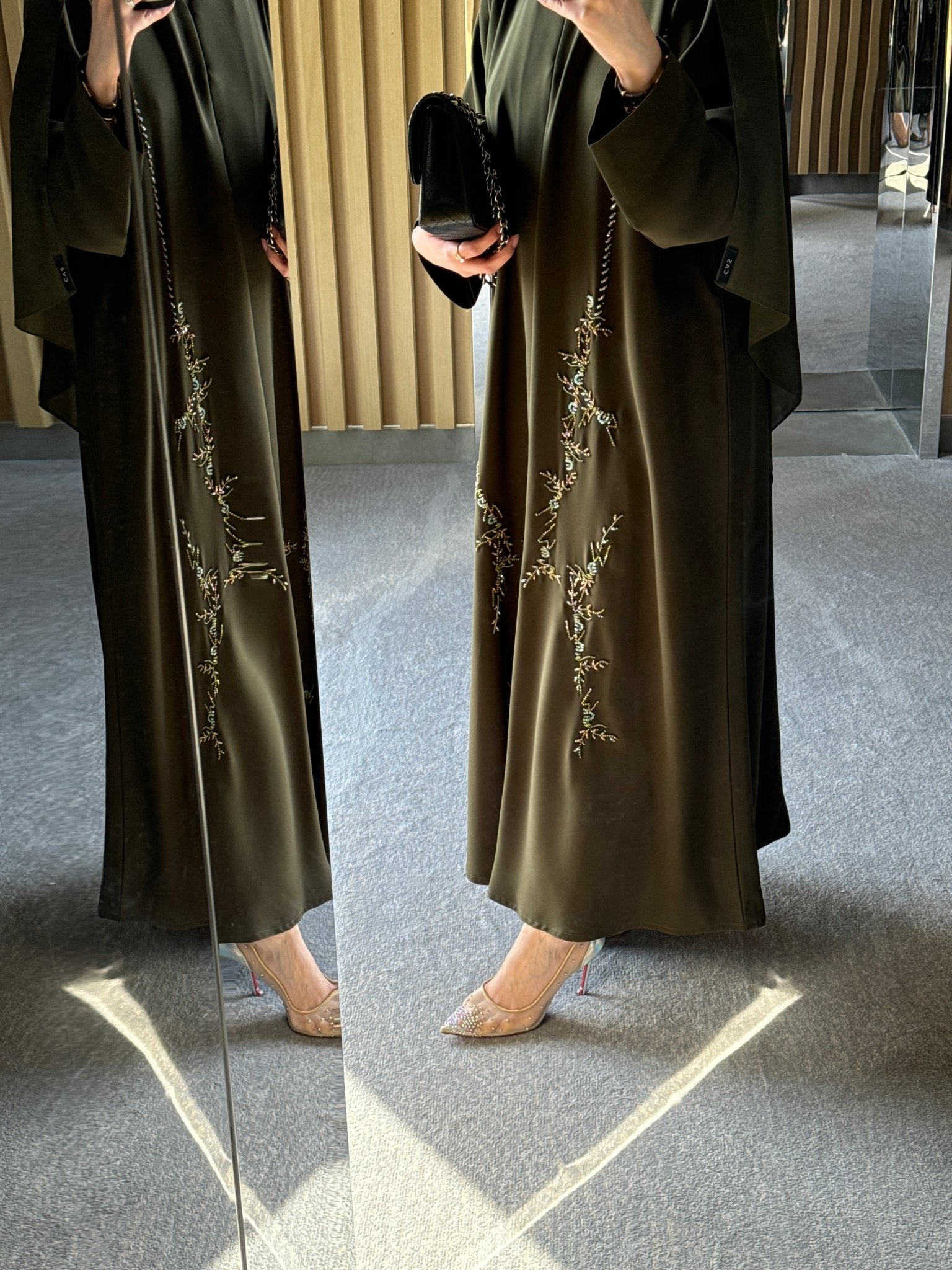 C 0718 Olive Beaded Abaya